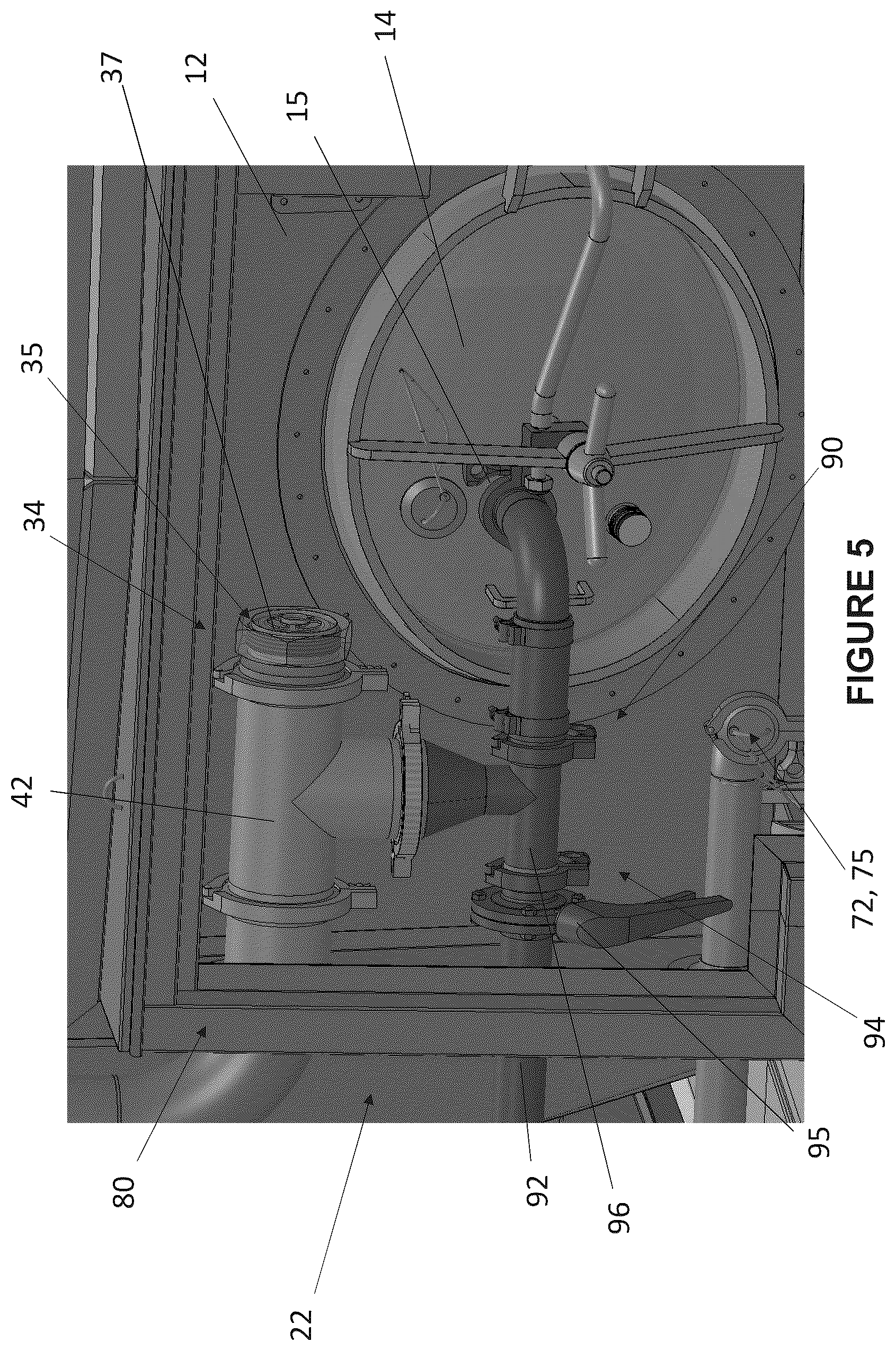 Patent US12311823 Figure 5 – Tank trailer with fluid collection system