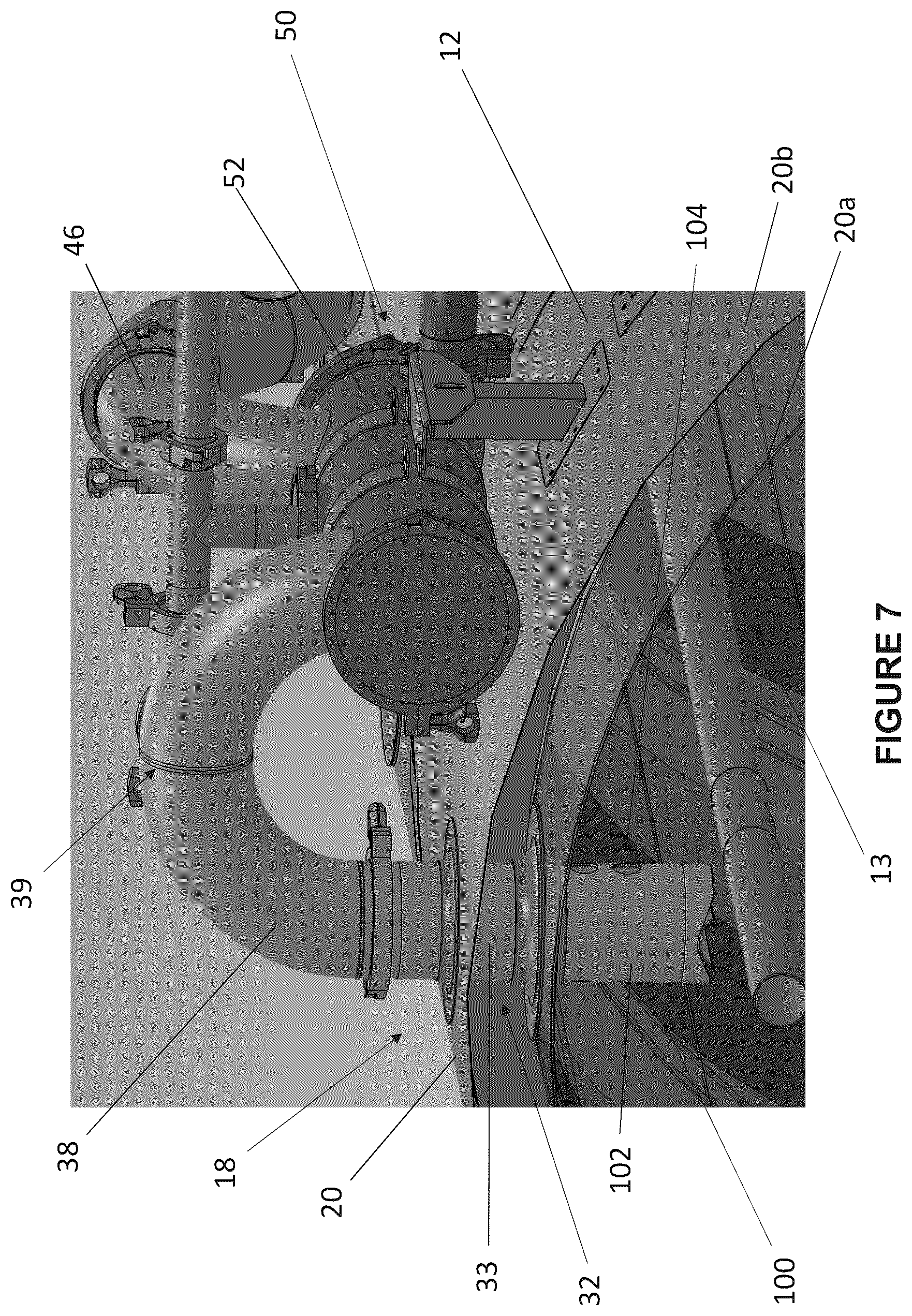 Patent US12311823 Figure 7 – Tank trailer with fluid collection system