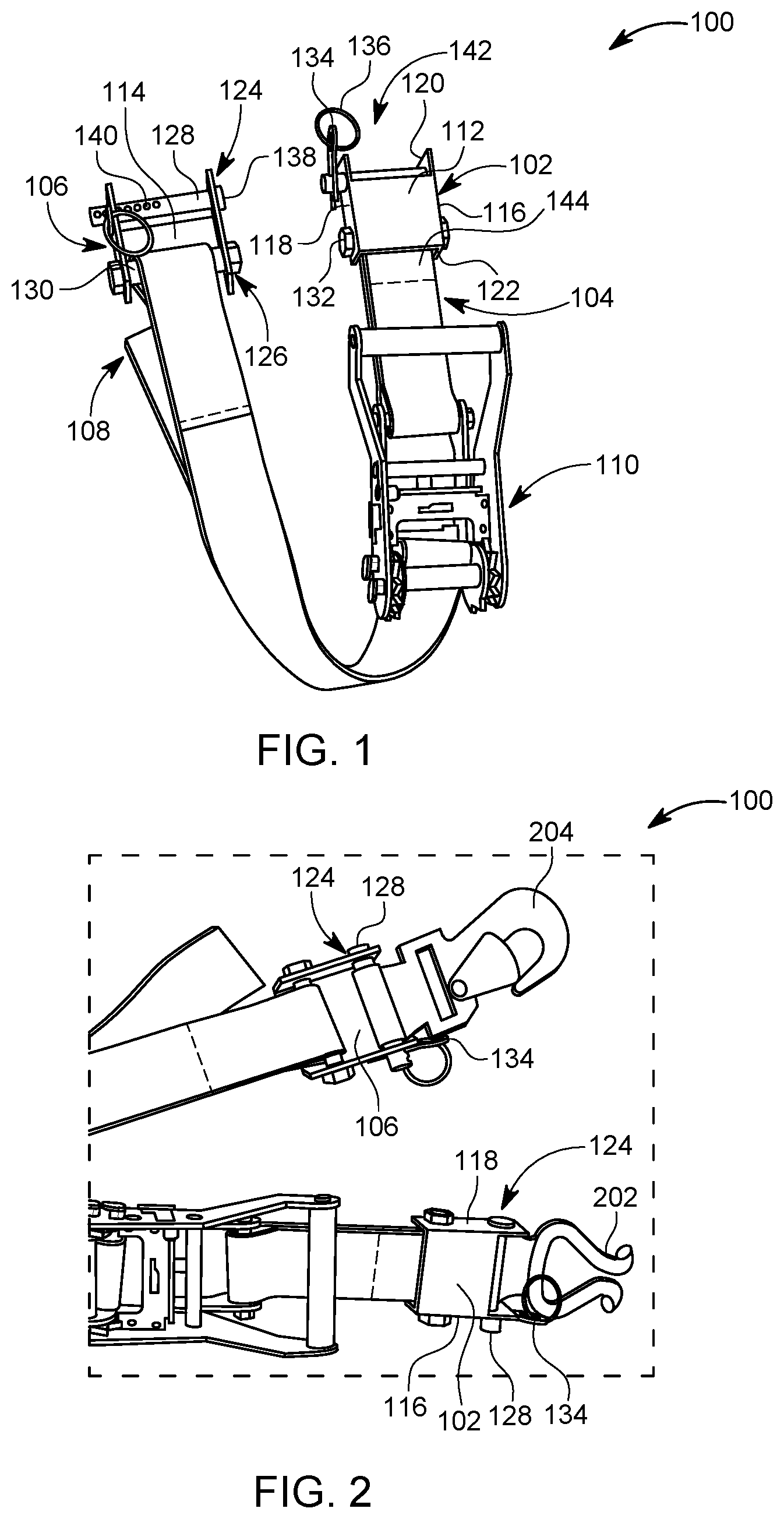 Patent US12311828 Figure 1 – Interchangeable cargo strap system