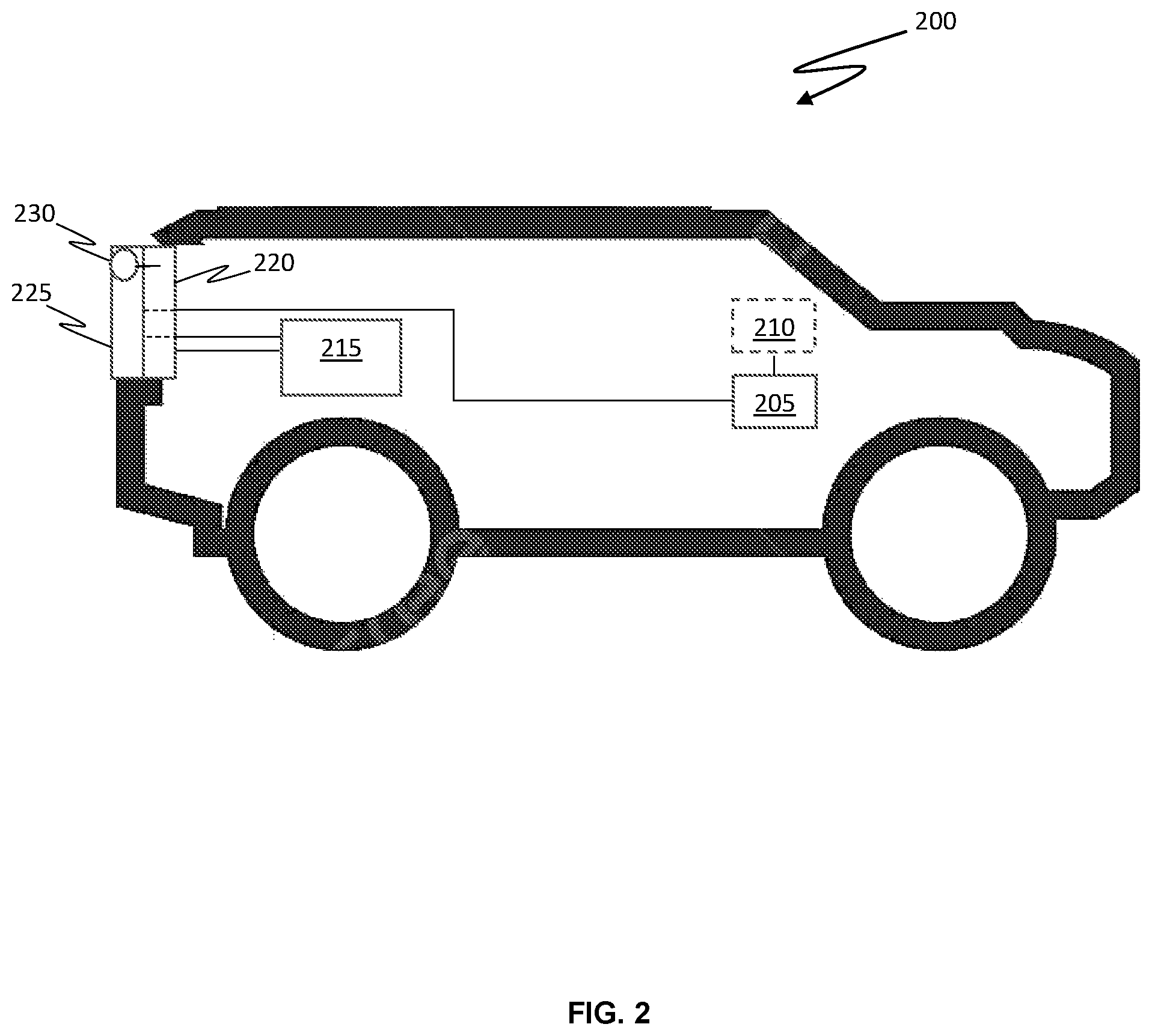 Patent US12311835 Figure 2 – Rear window-mounted double-sided display for emergency vehicle use
