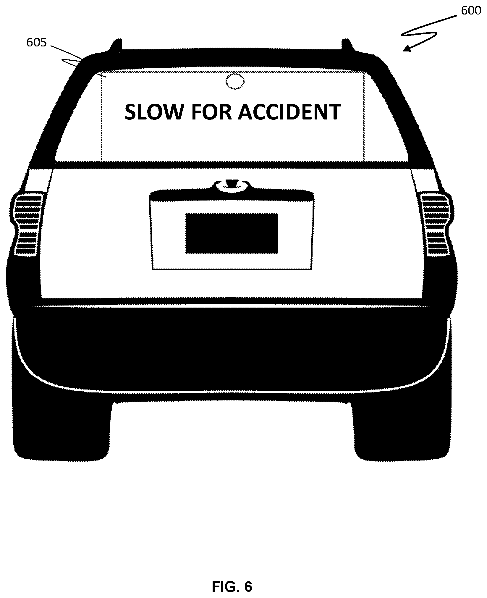 Patent US12311835 Figure 7 – Rear window-mounted double-sided display for emergency vehicle use