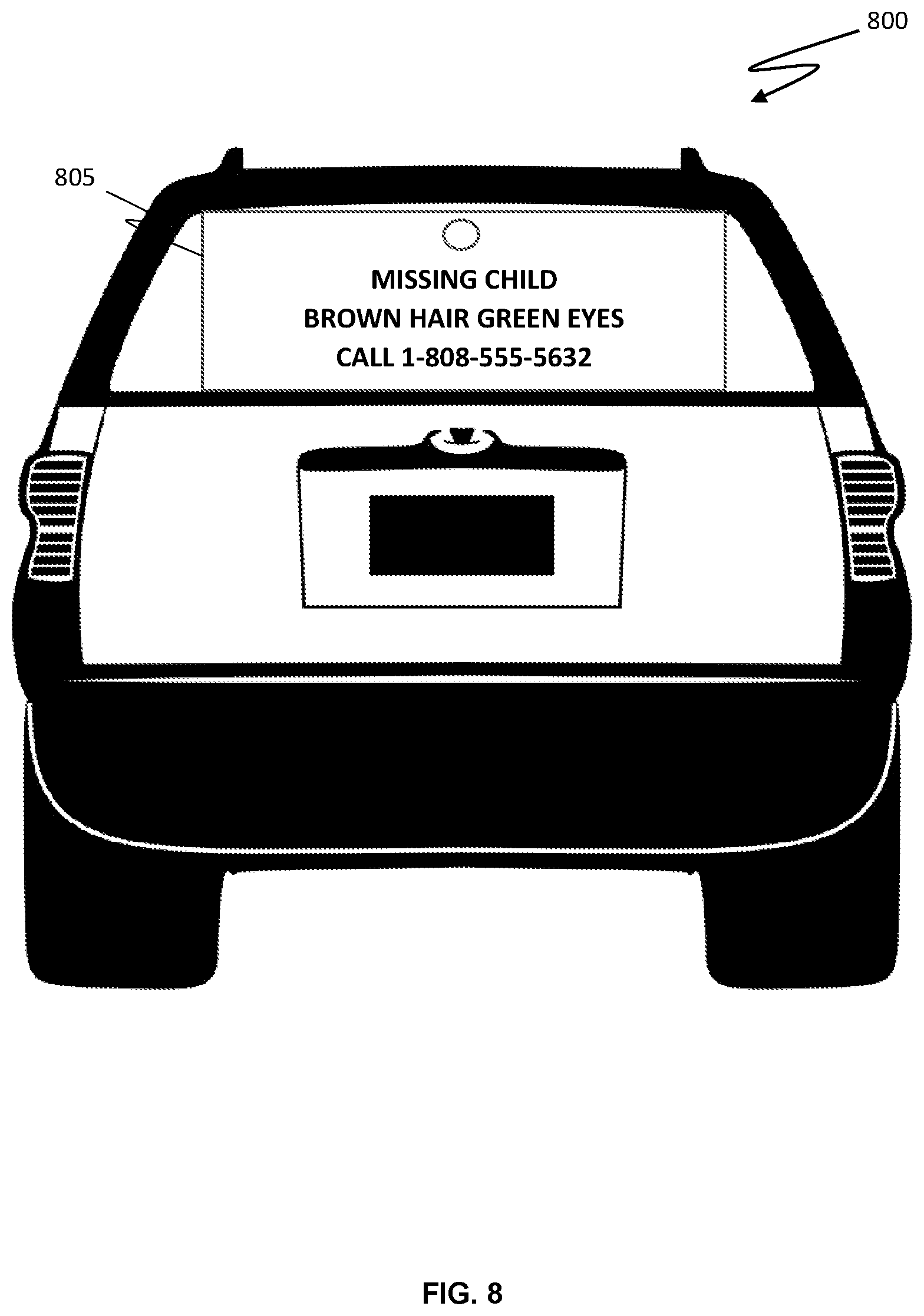 Patent US12311835 Figure 9 – Rear window-mounted double-sided display for emergency vehicle use