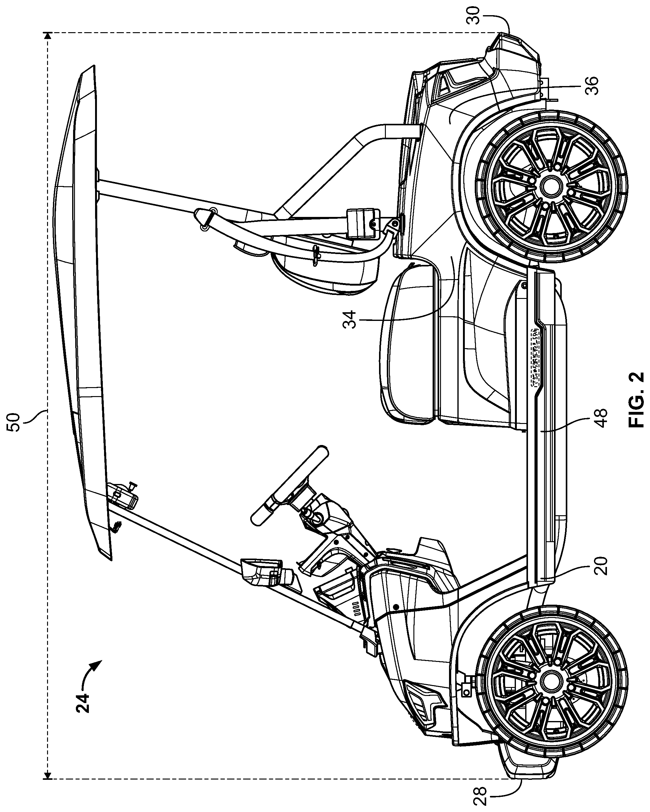 Patent US12311836 Figure 2 – Systems and methods for a lighting assembly for a golf cart