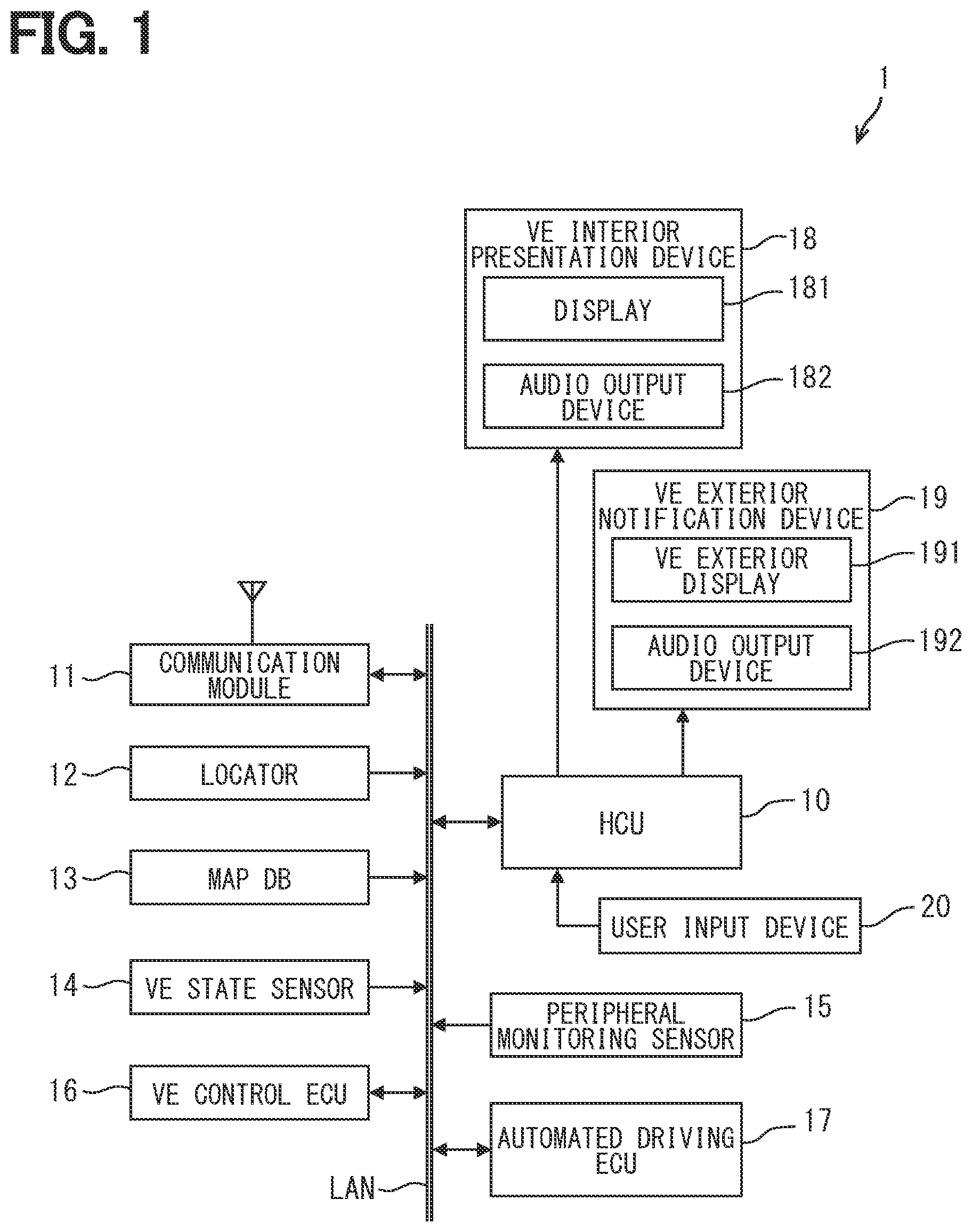 Patent US12311837 — Vehicle notification control device and vehicle notification control method — Figure 1