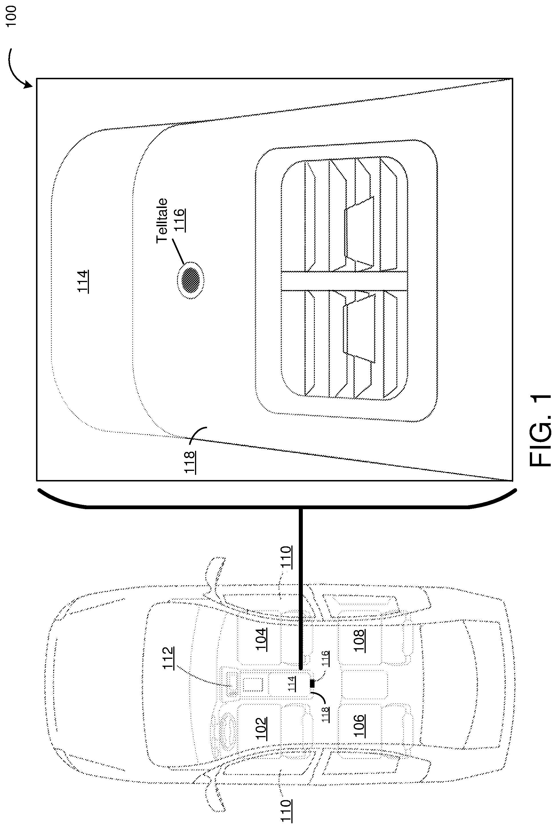 Patent US12311841 Figure 1 – Systems and methods for rear passenger attention attraction