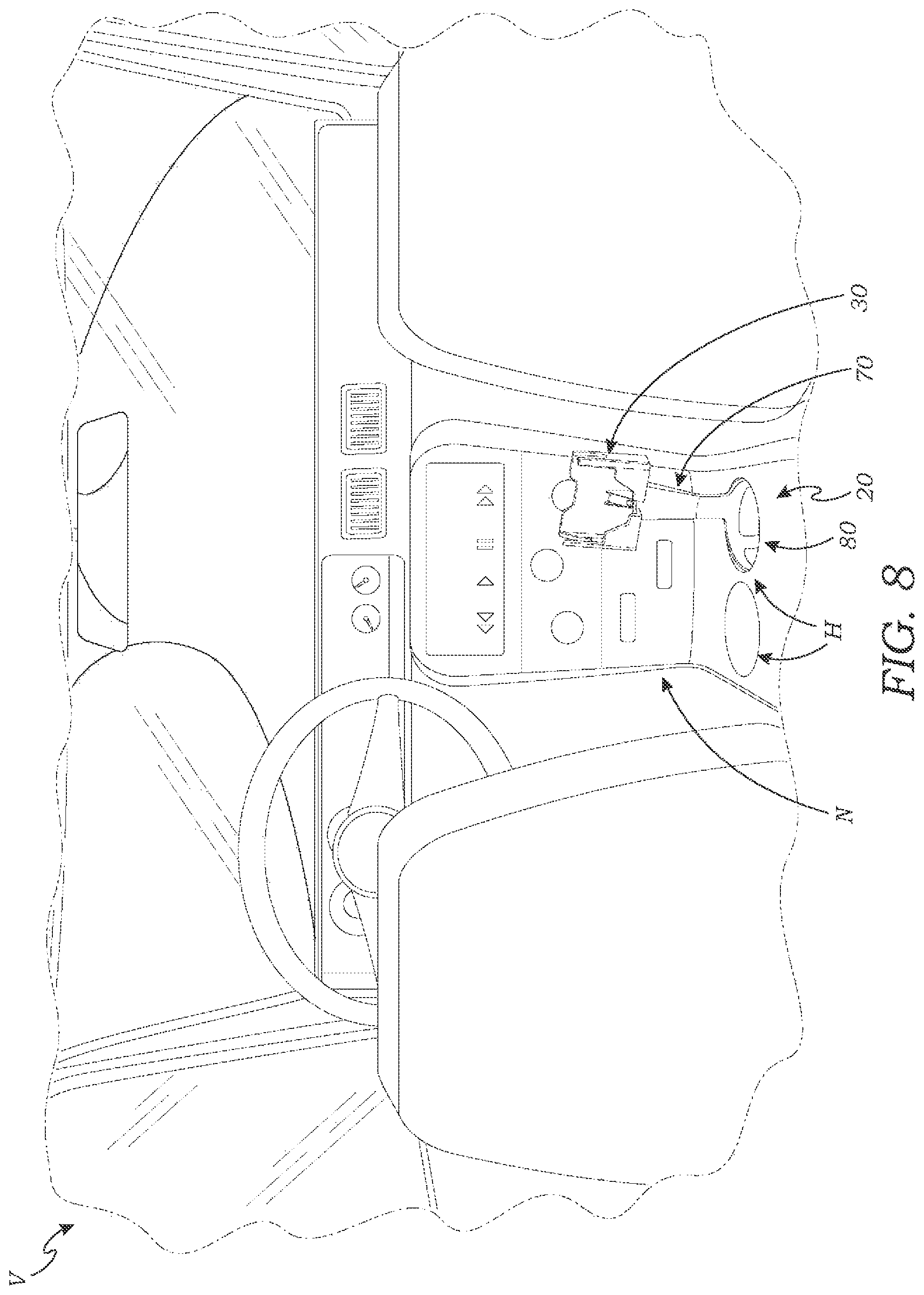 Patent US12311846 Figure 8 – Retainer for a mobile device and method of use thereof