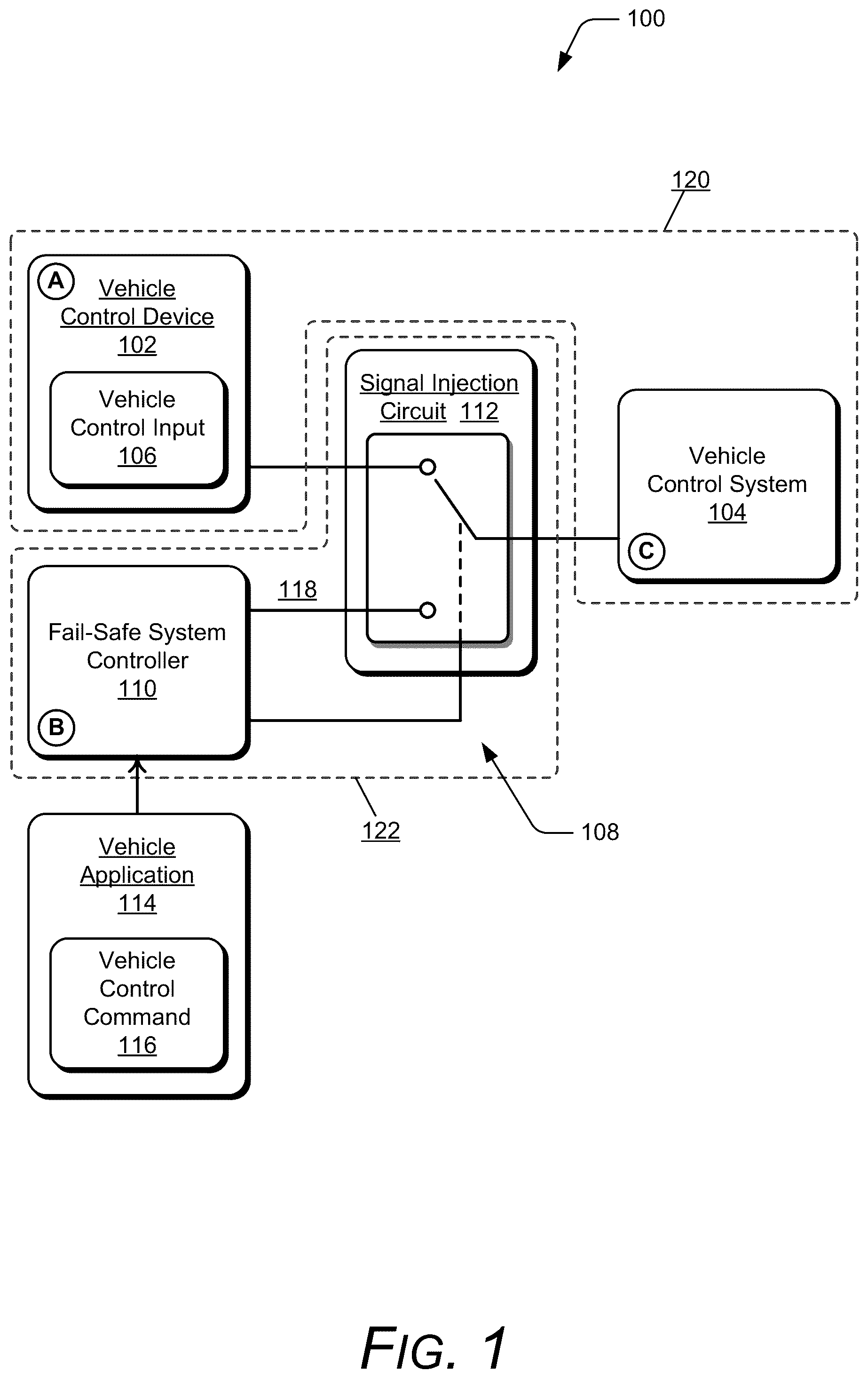 Patent US12311854 Figure 1 – Fail-safe signal injection