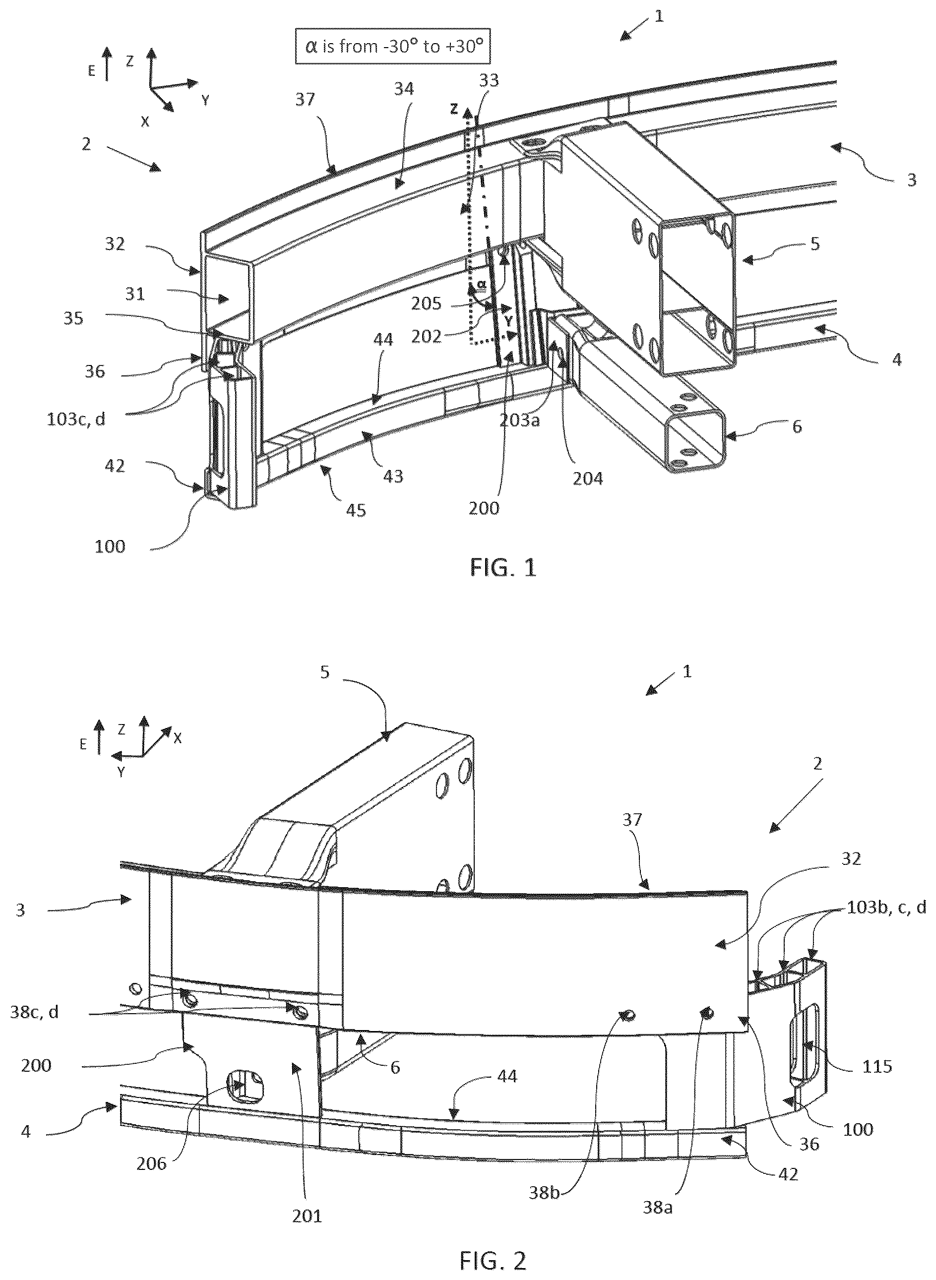 Patent US12311856 — Connecting element for improved crash behaviour in a car to car collision — Figure 1
