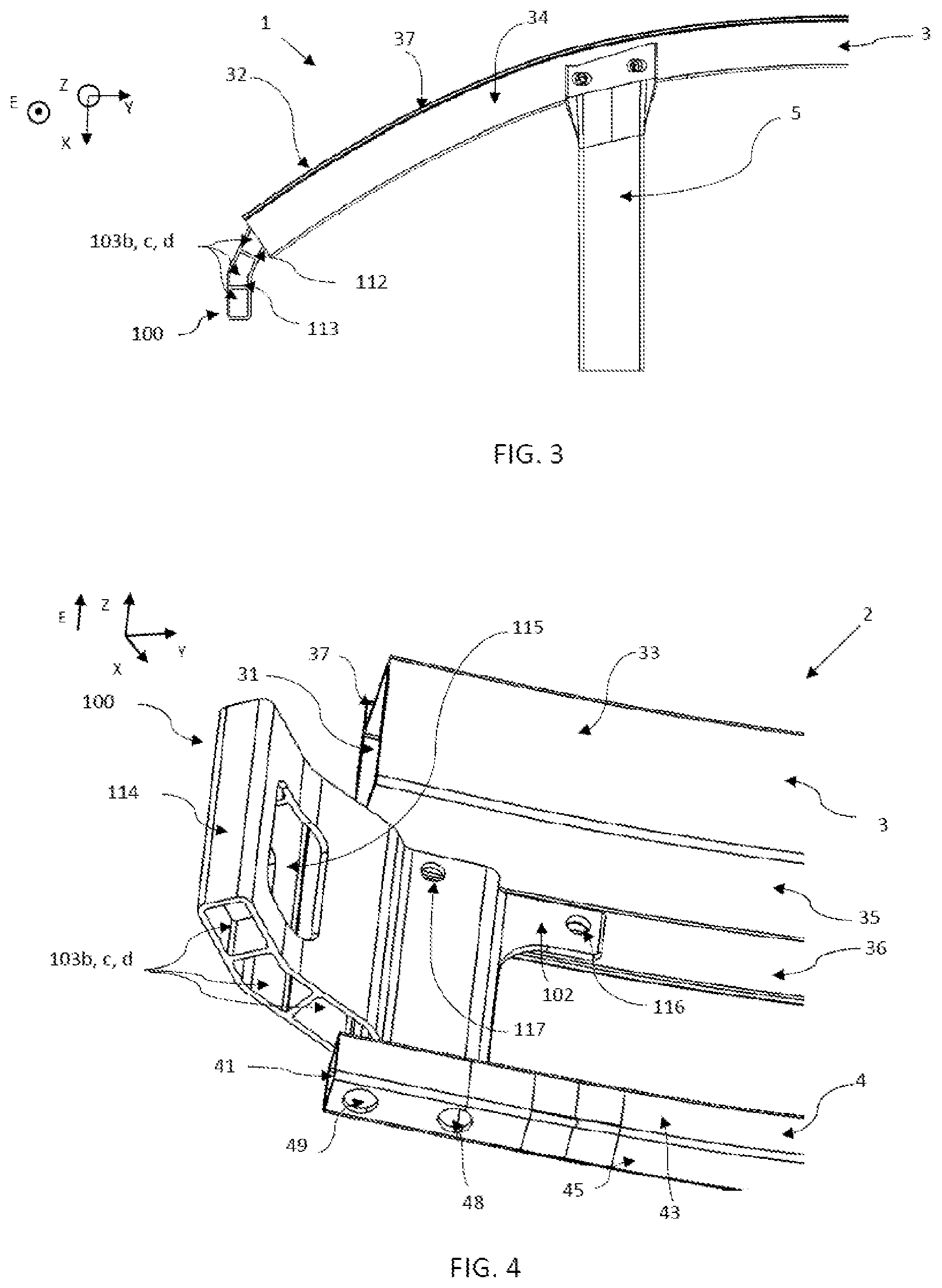 Patent US12311856 Figure 2 – Connecting element for improved crash behaviour in a car to car collision