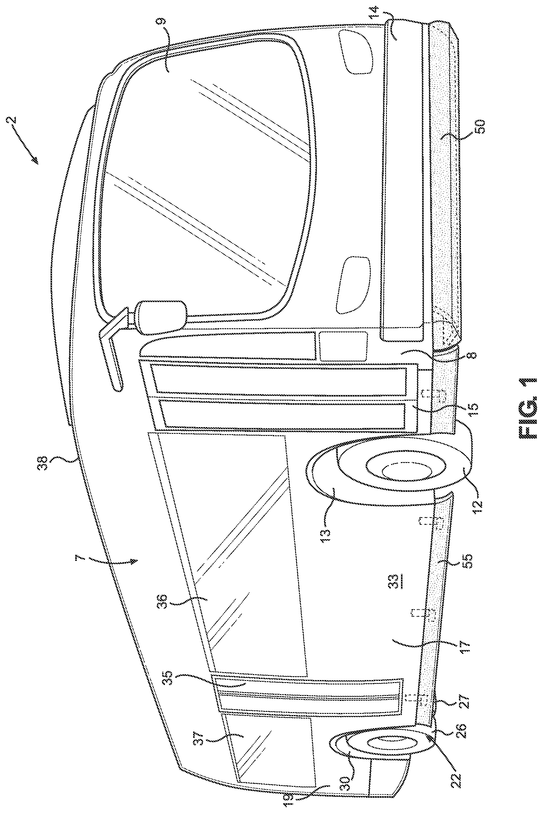 Patent US12311858 — Vehicle safety guard system with height adjustment — Figure 1