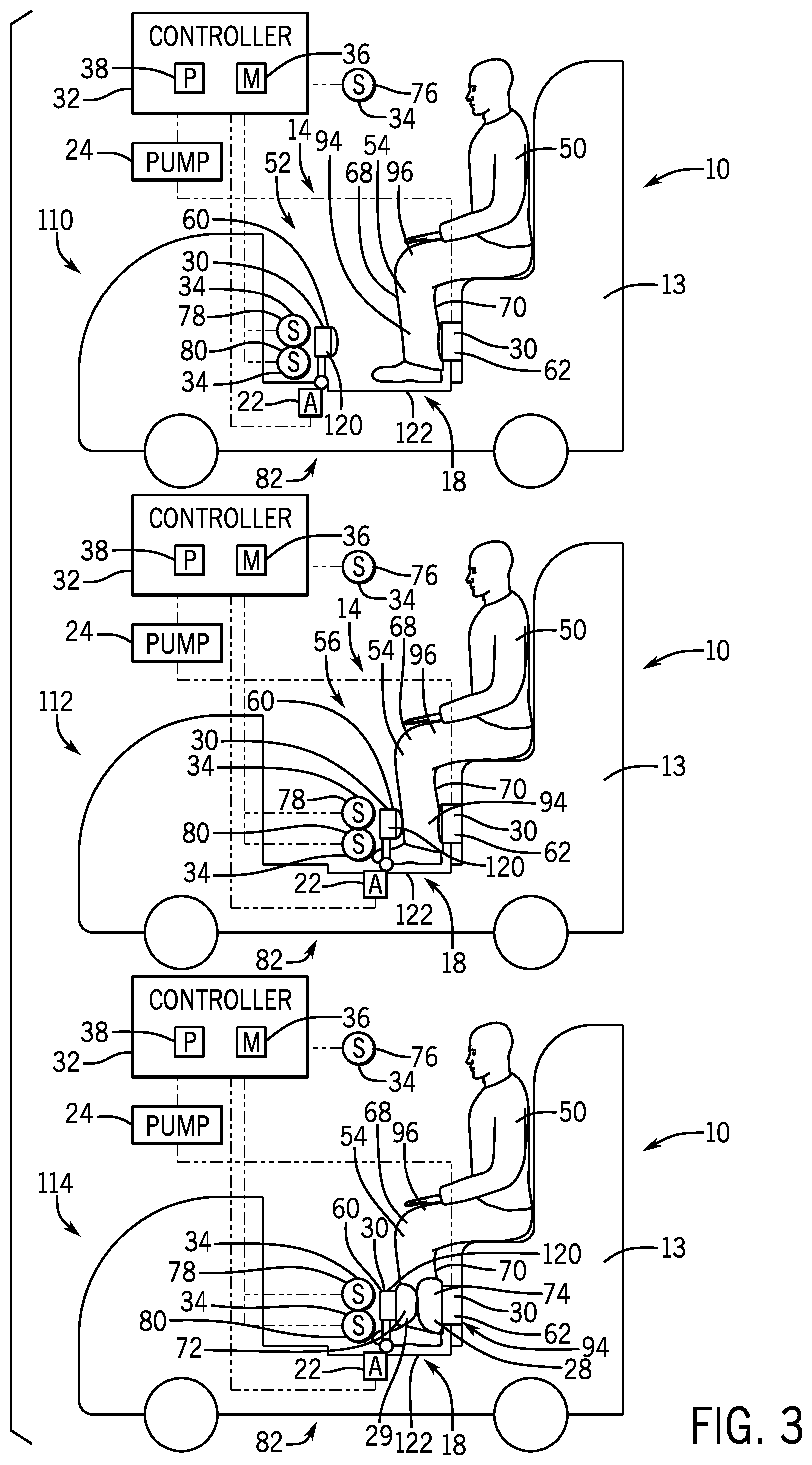 Patent US12311865 Figure 3 – System and method for inflatable restraint for a ride vehicle
