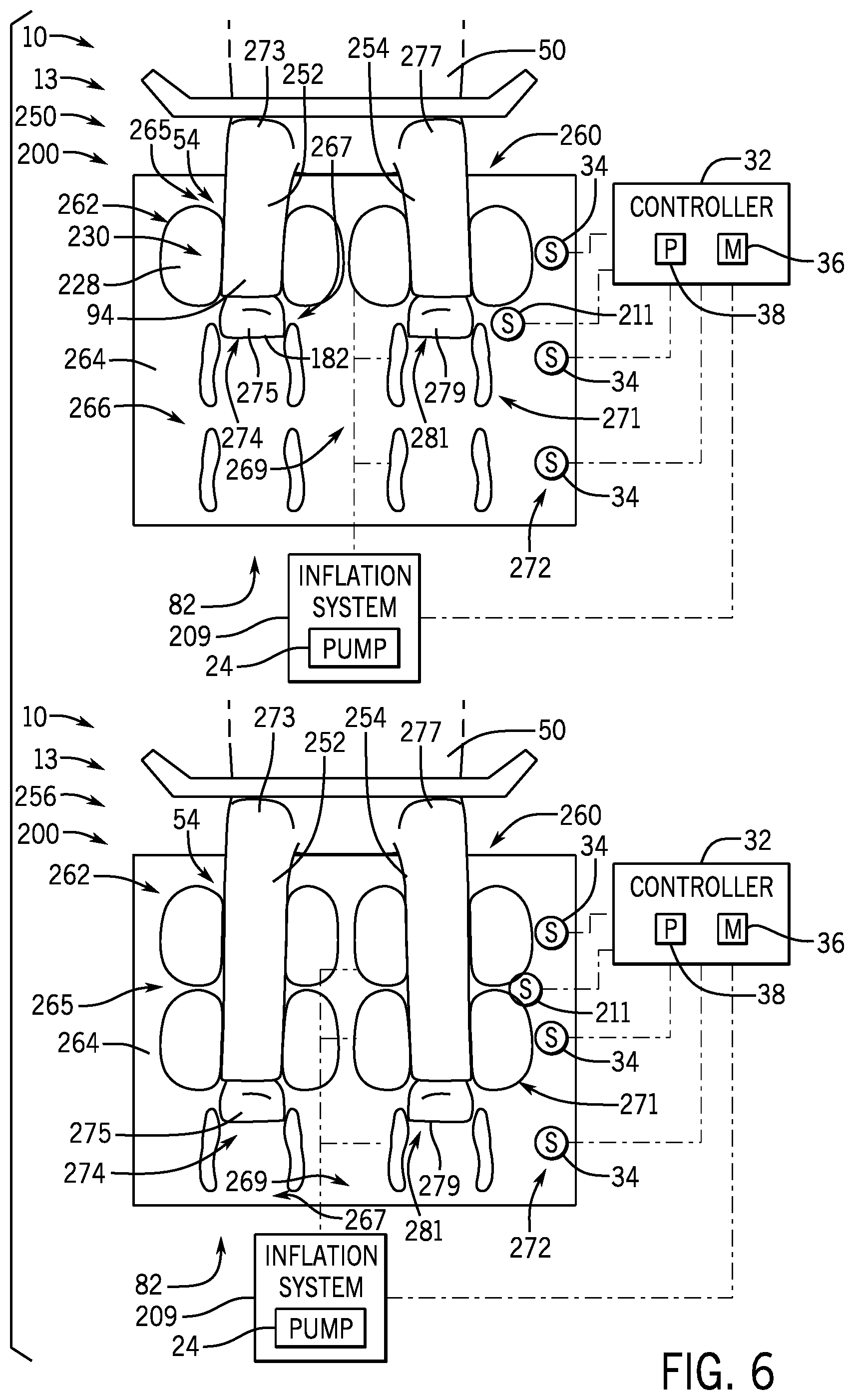 Patent US12311865 Figure 6 – System and method for inflatable restraint for a ride vehicle