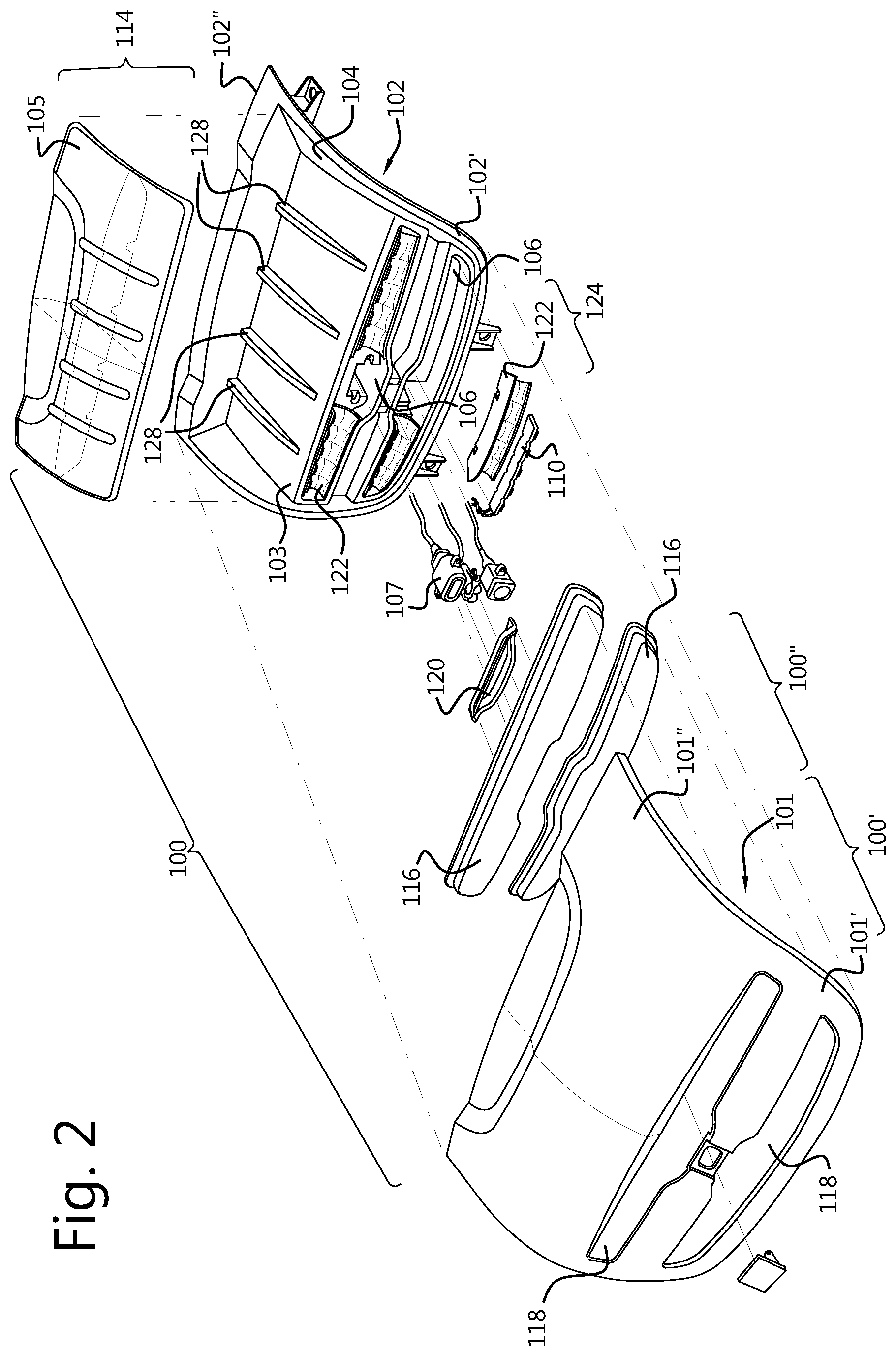 Patent US12311868 Figure 2 – Front end panel assembly for an electric vehicle