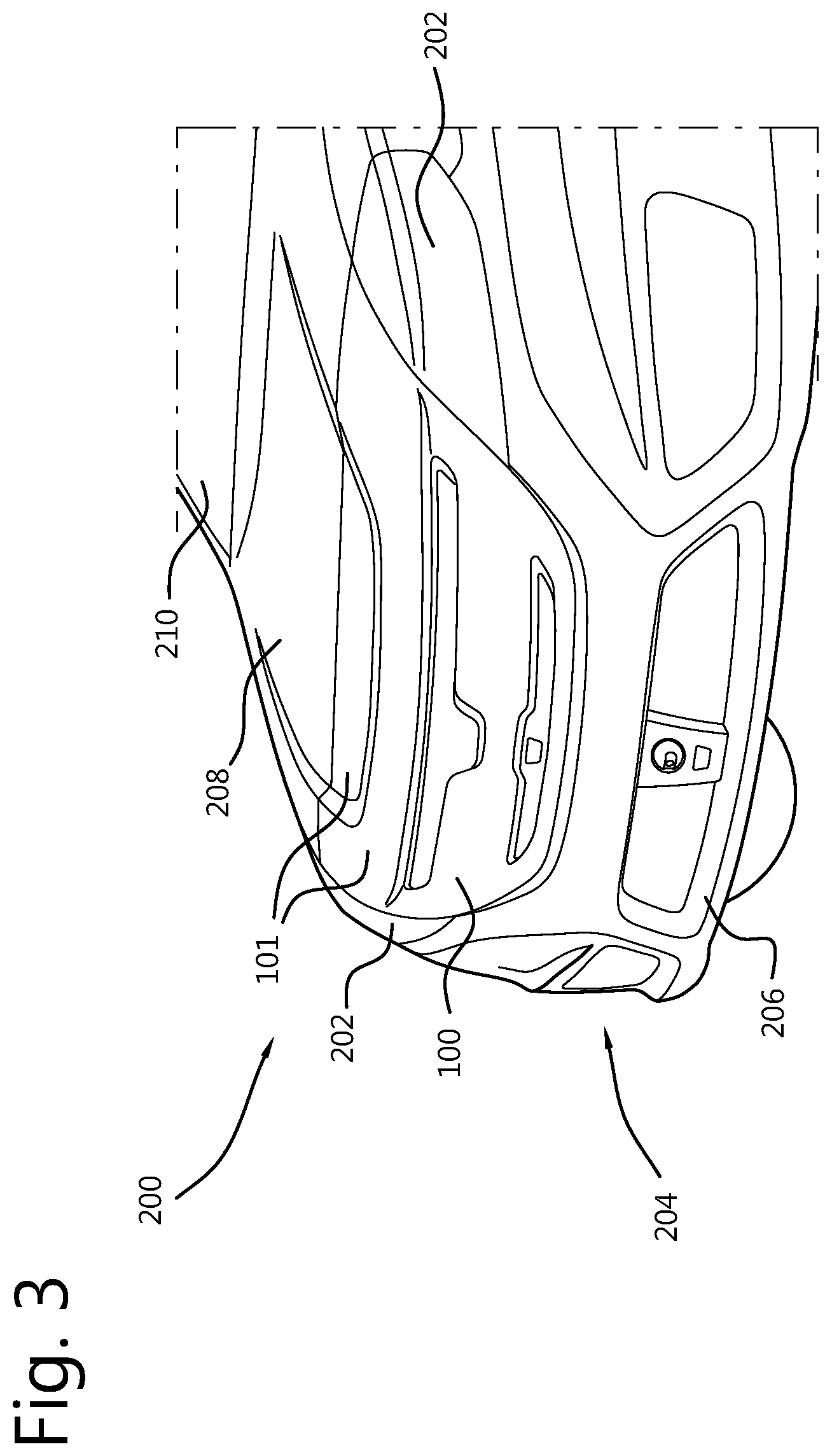 Patent US12311868 Figure 3 – Front end panel assembly for an electric vehicle