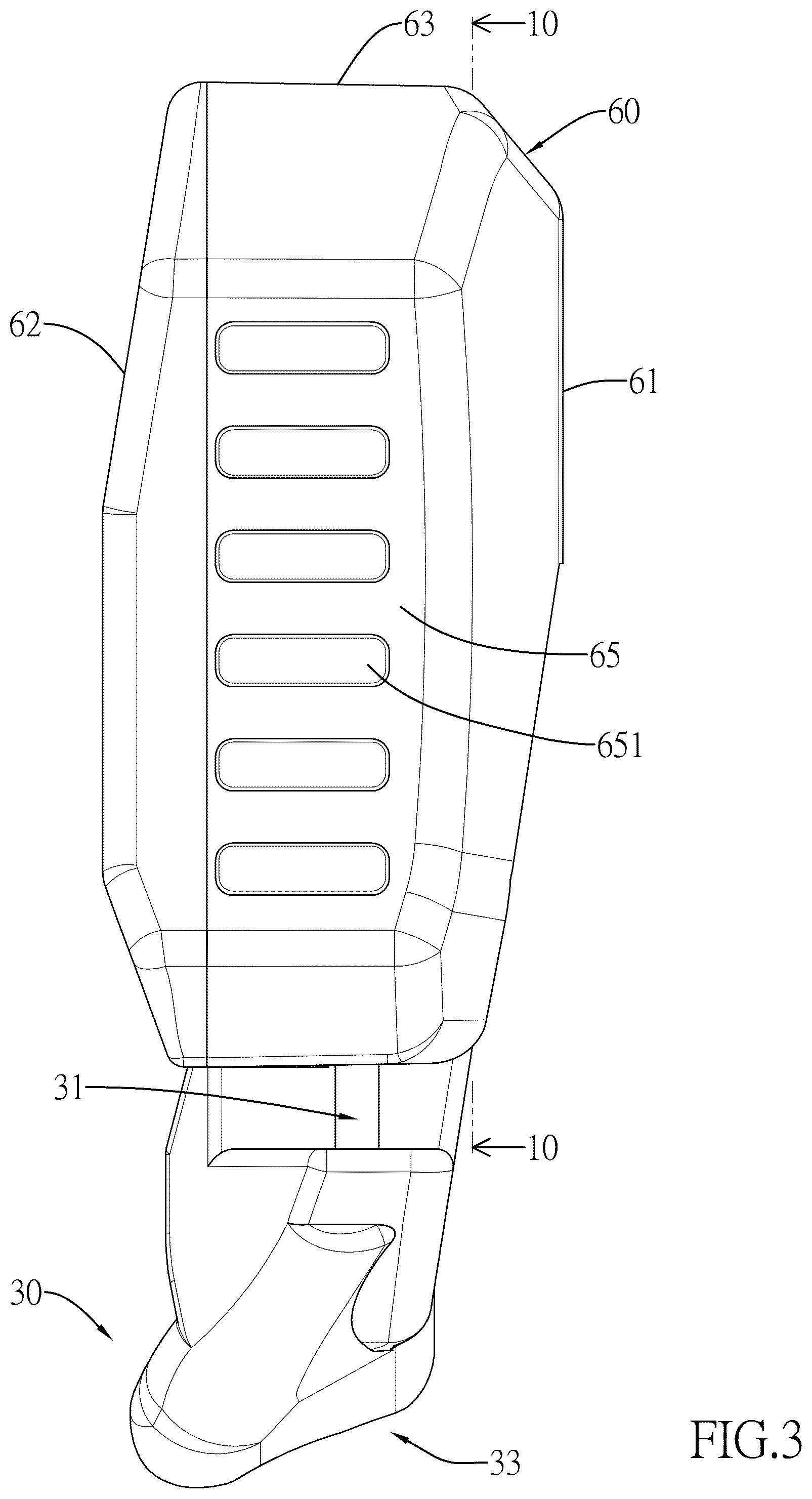 Patent US12311870 Figure 3 – Webbing height adjusting unit and webbing height adjusting device