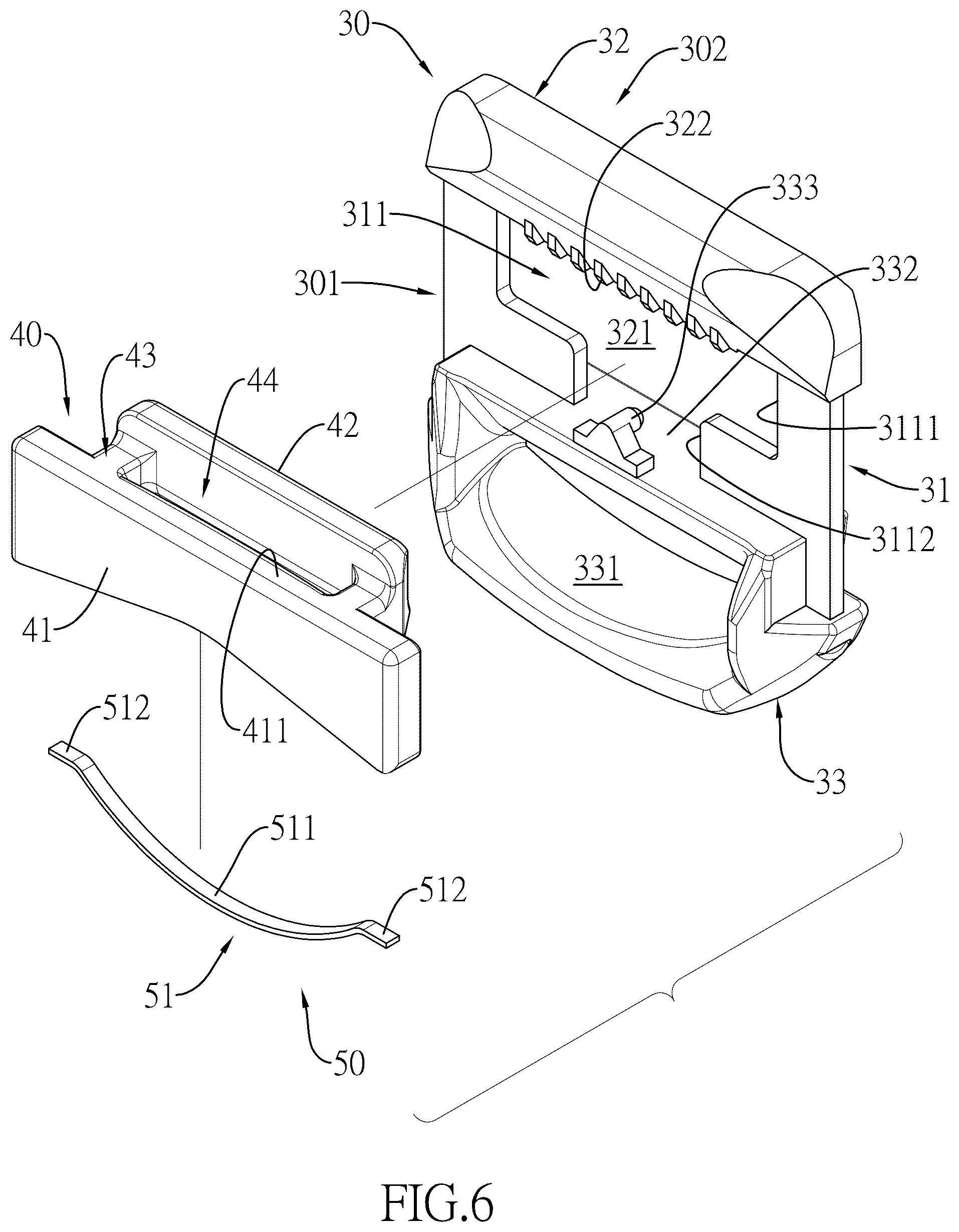 Patent US12311870 Figure 6 – Webbing height adjusting unit and webbing height adjusting device