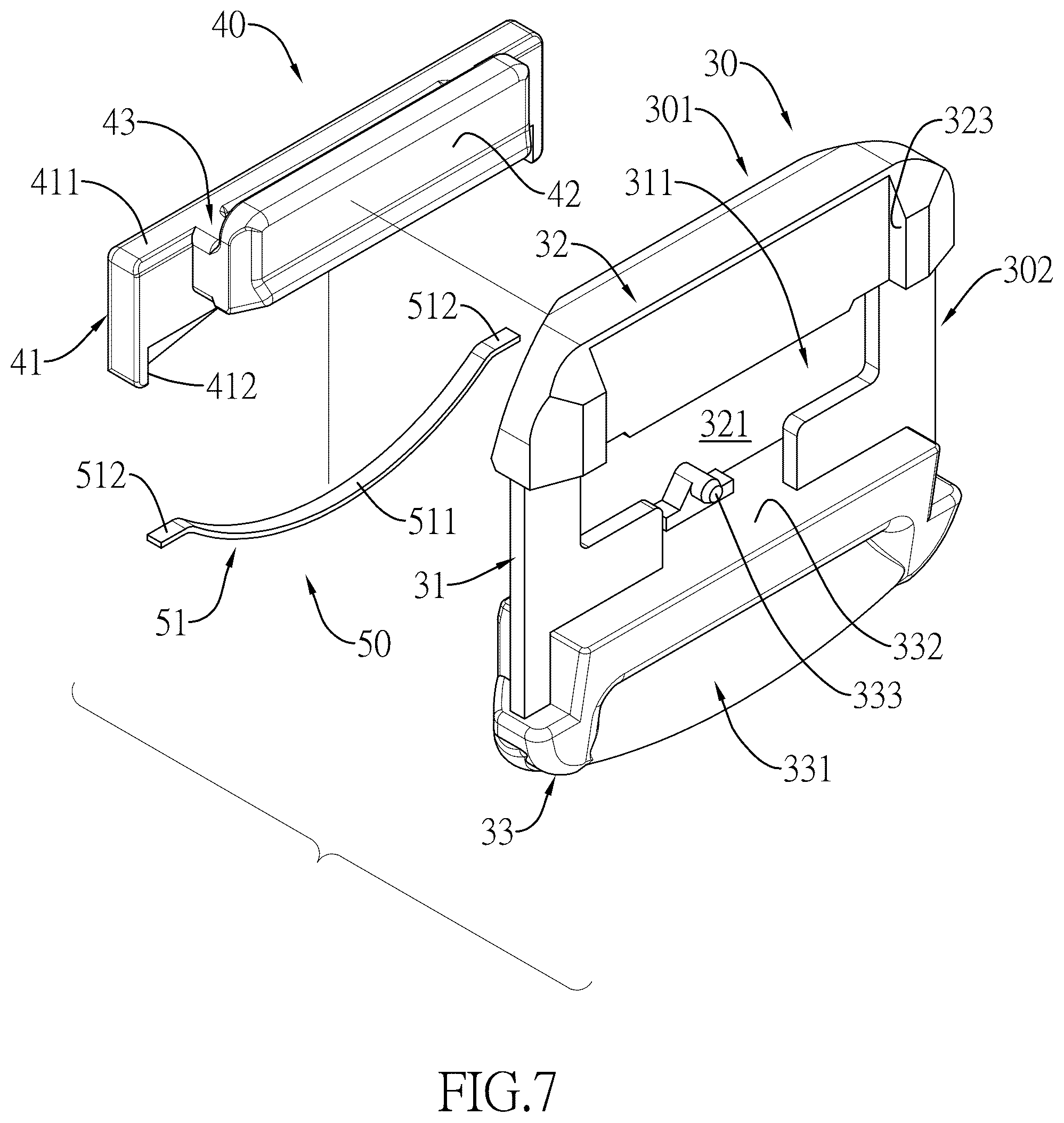 Patent US12311870 Figure 7 – Webbing height adjusting unit and webbing height adjusting device