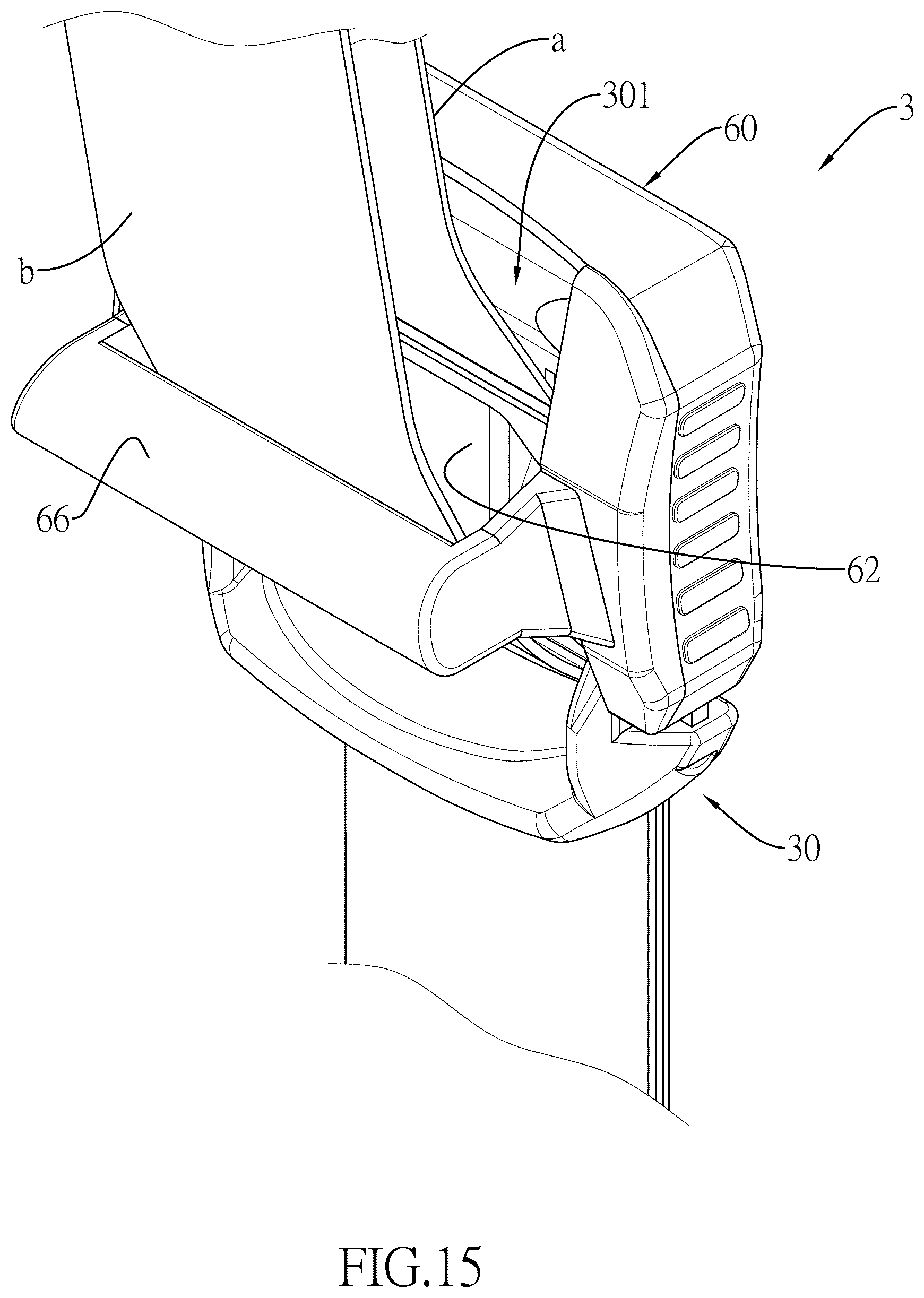 Patent US12311870 Figure 15 – Webbing height adjusting unit and webbing height adjusting device