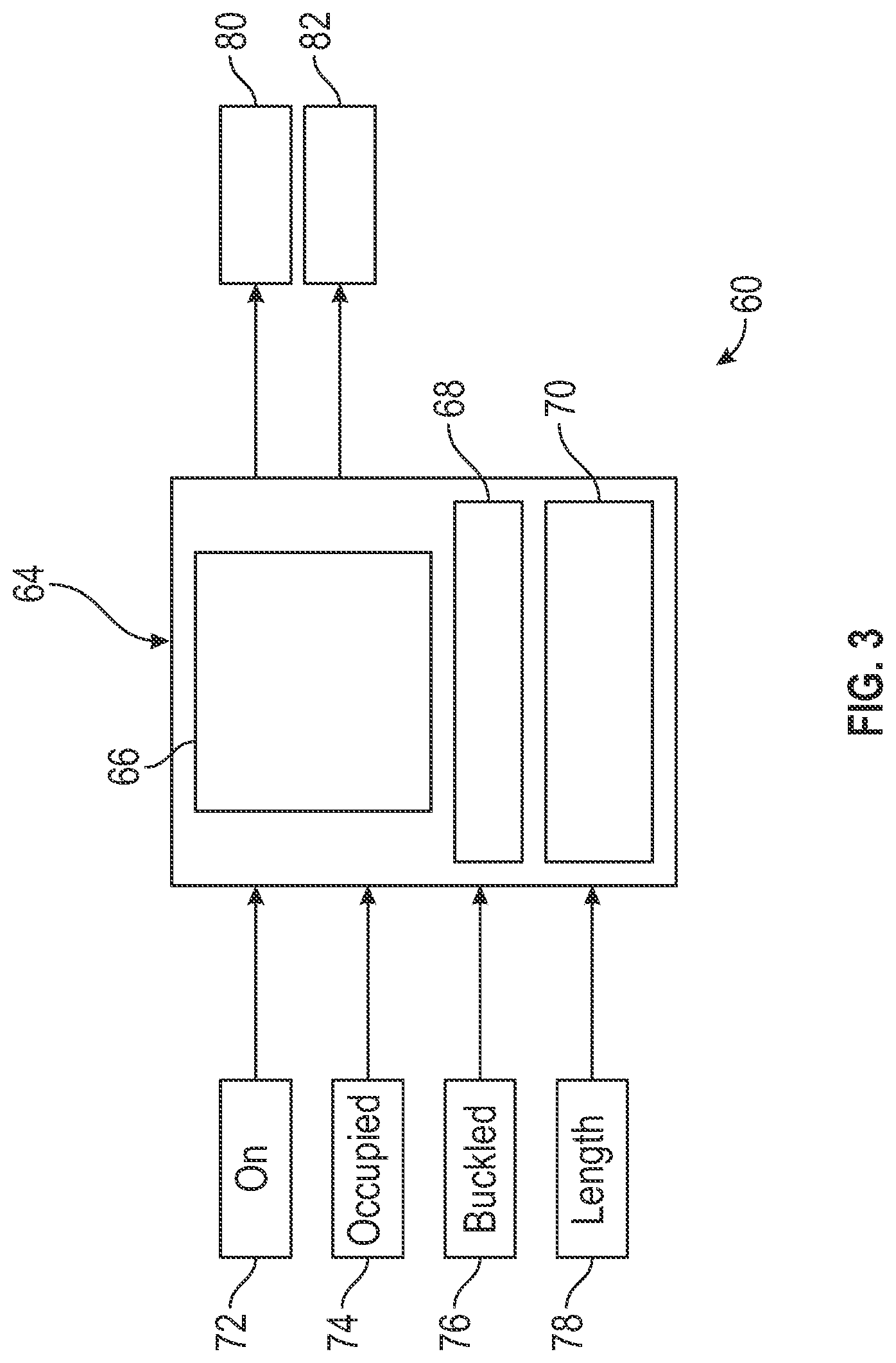 Patent US12311873 Figure 3 – Method of detecting use of a lap belt only routing of a combined lap belt/shoulder belt seat belt system in a vehicle