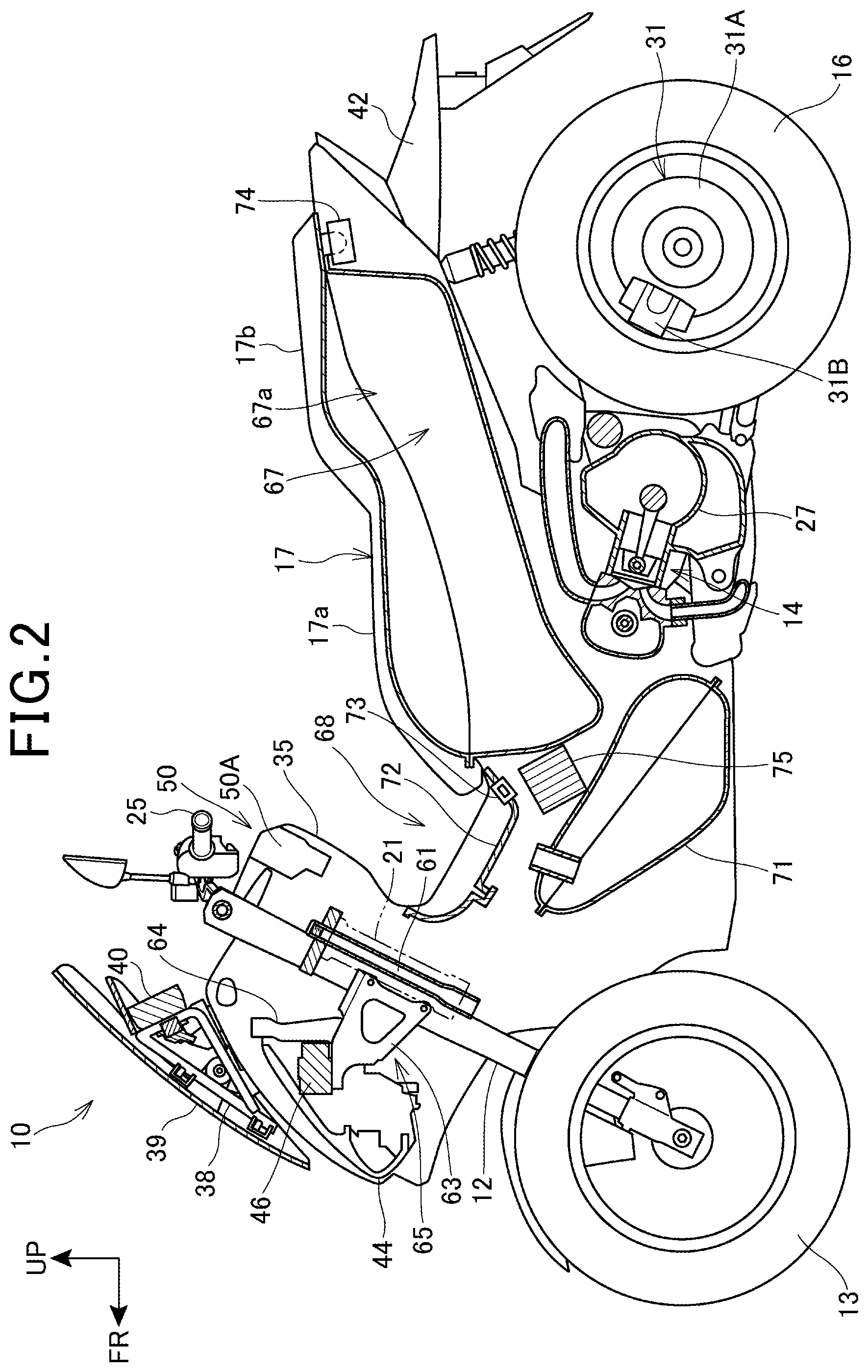 Patent US12311875 Figure 2 – Saddle-ride type vehicle