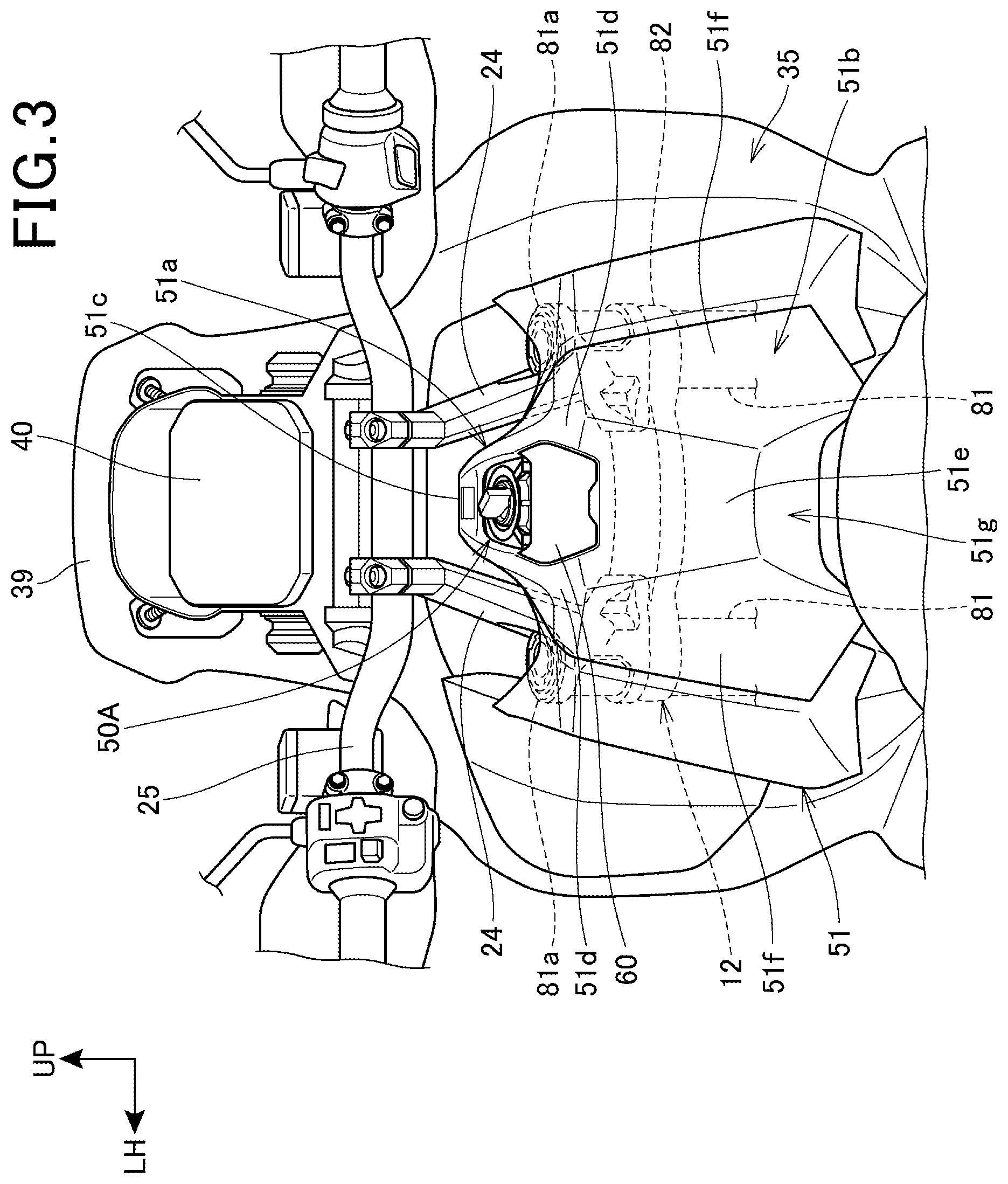 Patent US12311875 Figure 3 – Saddle-ride type vehicle