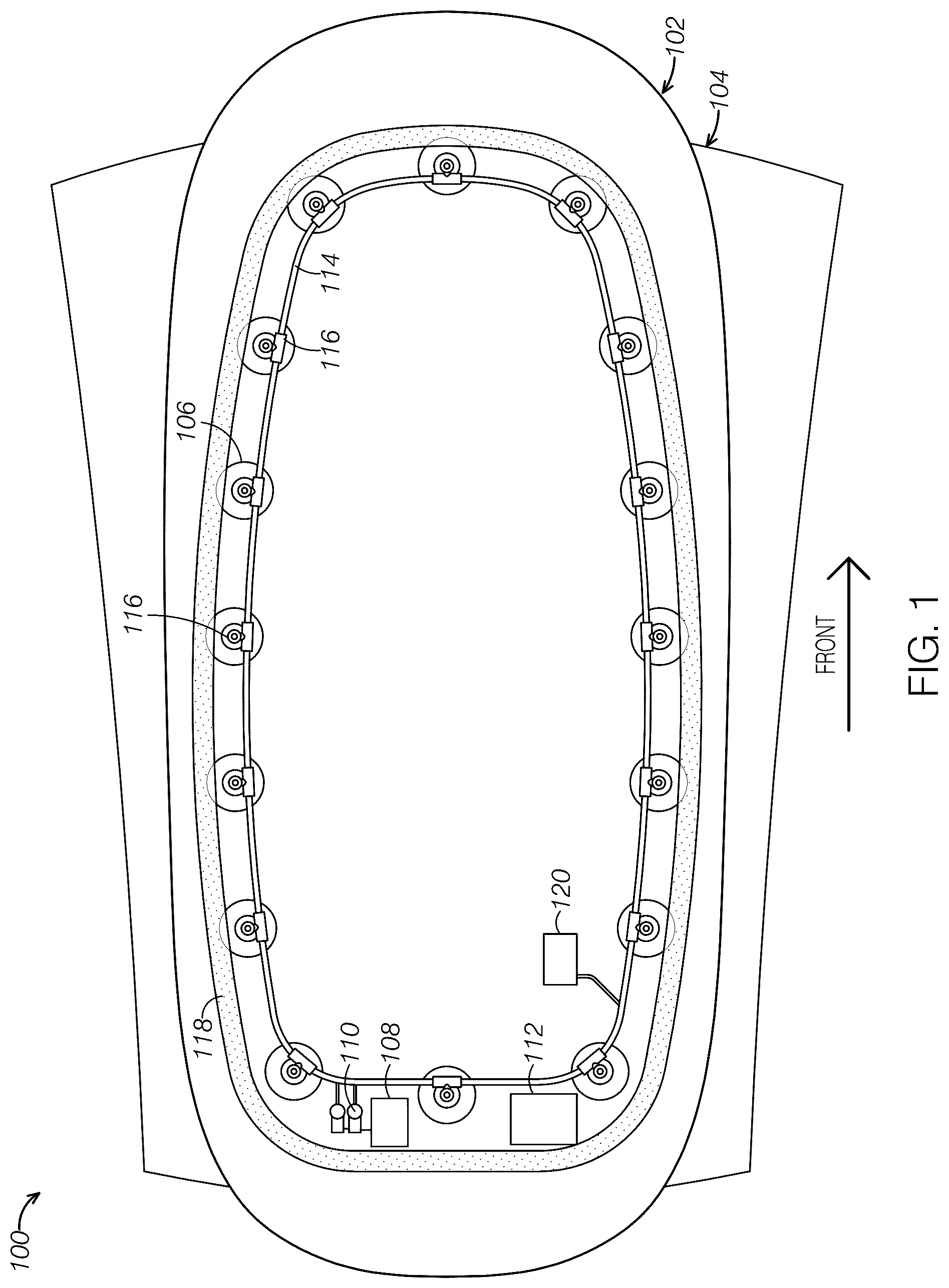Patent US12311888 Figure 1 – Apparatus and method for active cargo carrier mounting system