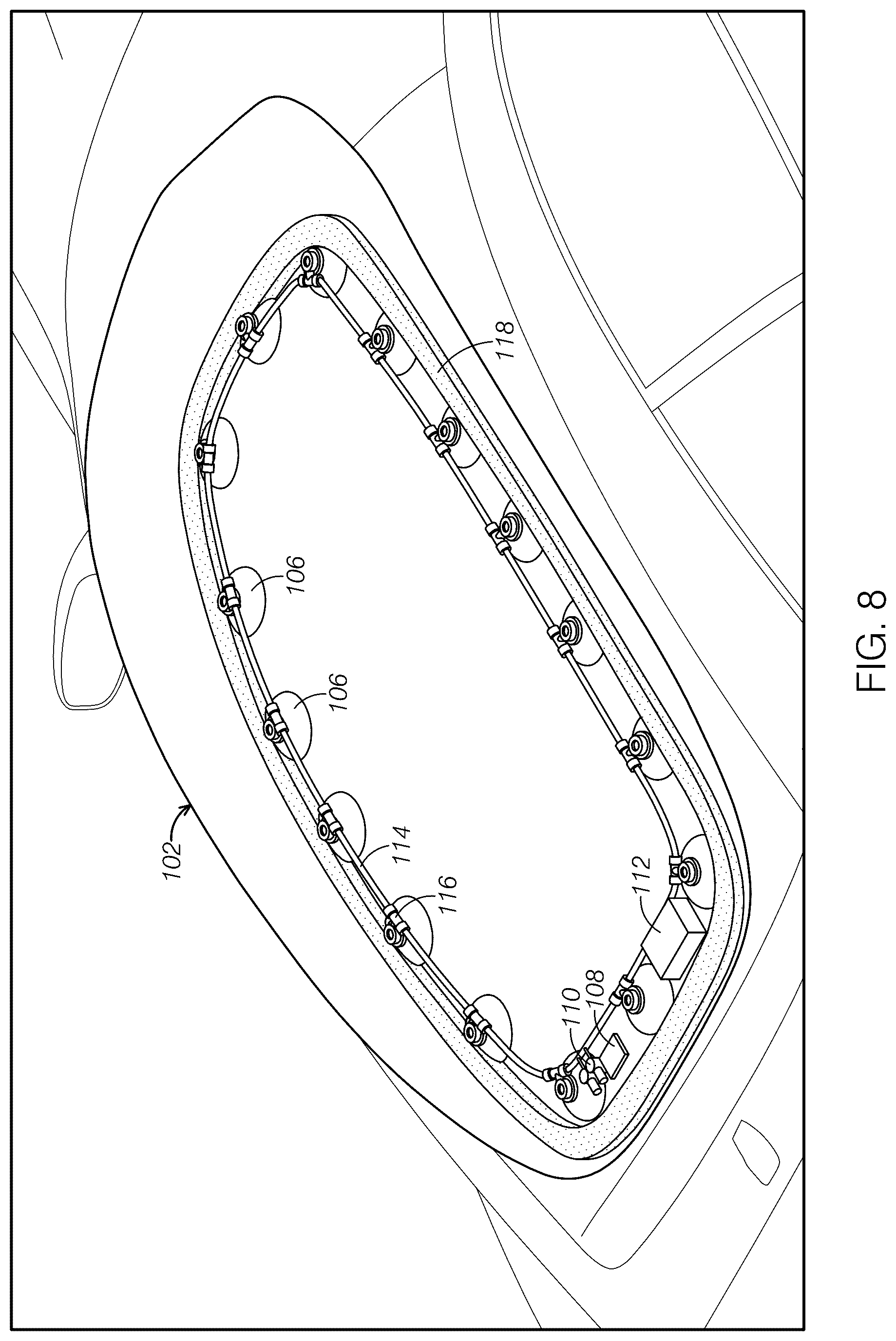 Patent US12311888 Figure 8 – Apparatus and method for active cargo carrier mounting system