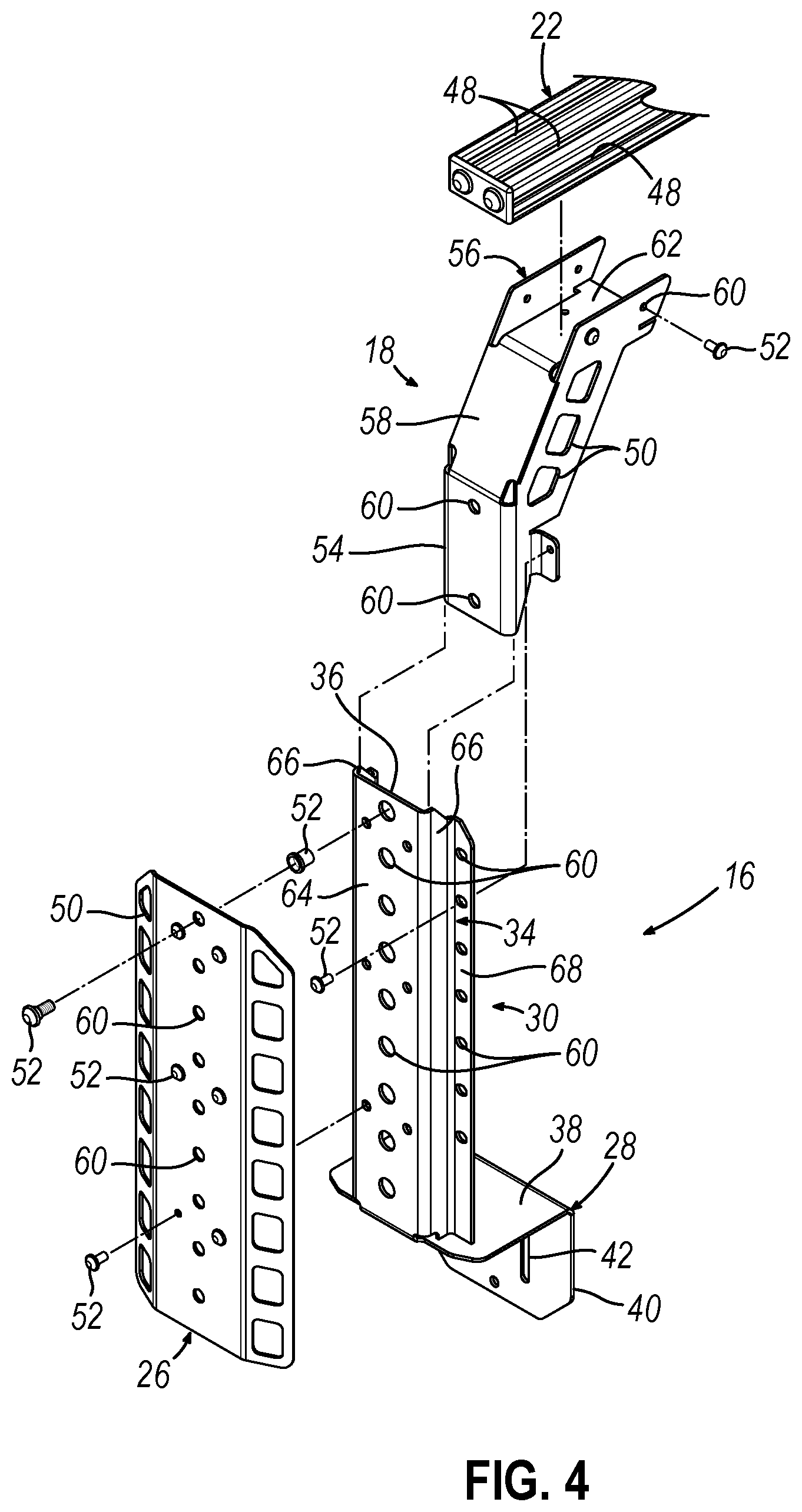 Patent US12311889 Figure 4 – Modular truck bed rack system and related methods
