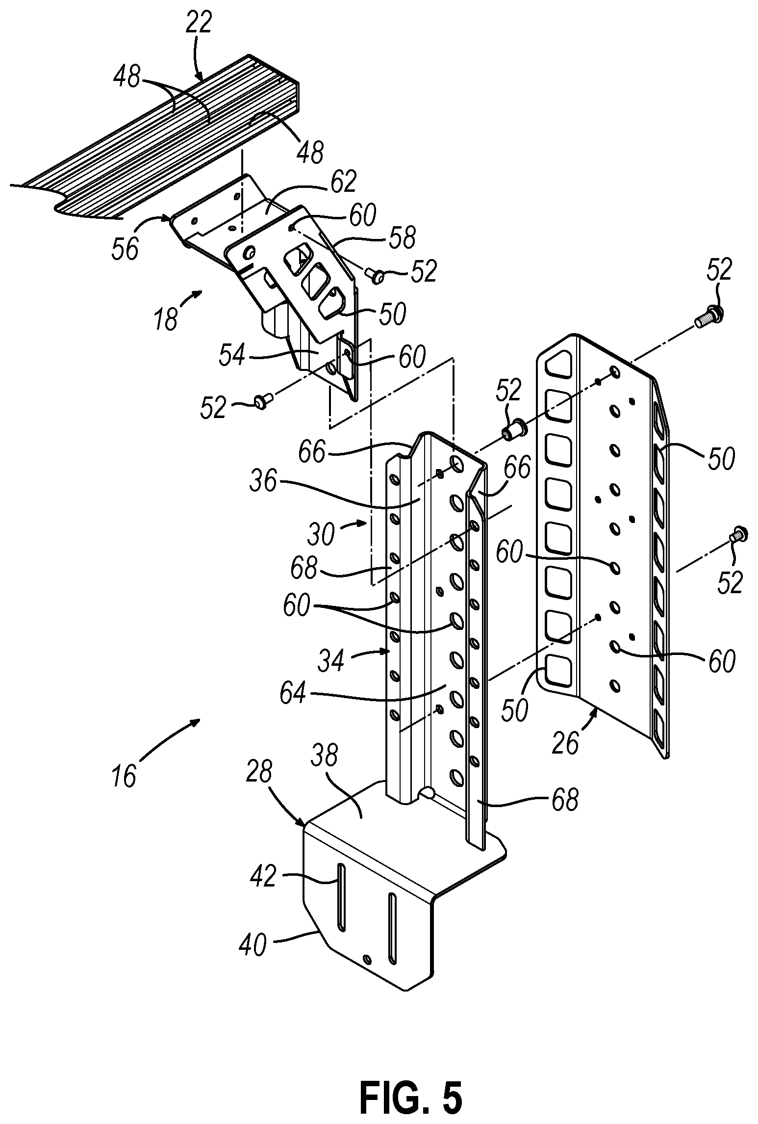 Patent US12311889 Figure 5 – Modular truck bed rack system and related methods