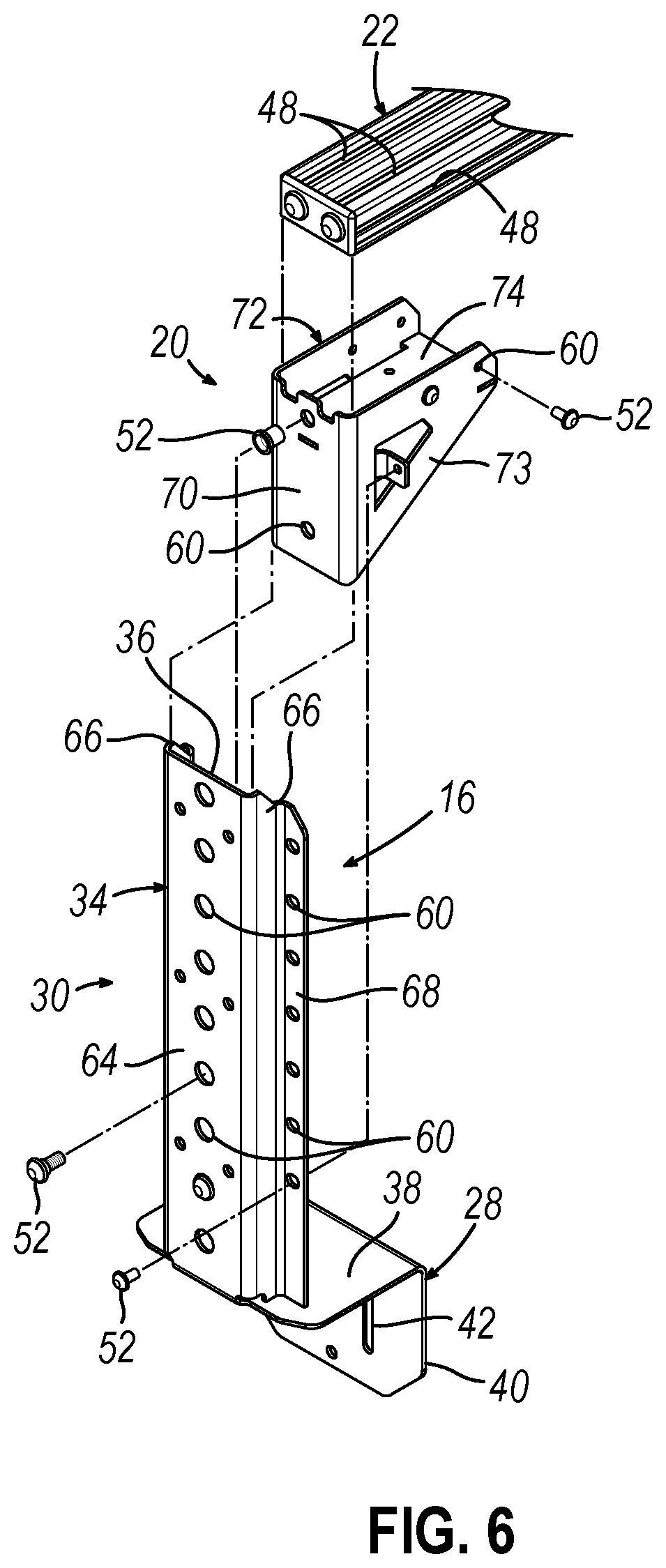 Patent US12311889 Figure 6 – Modular truck bed rack system and related methods