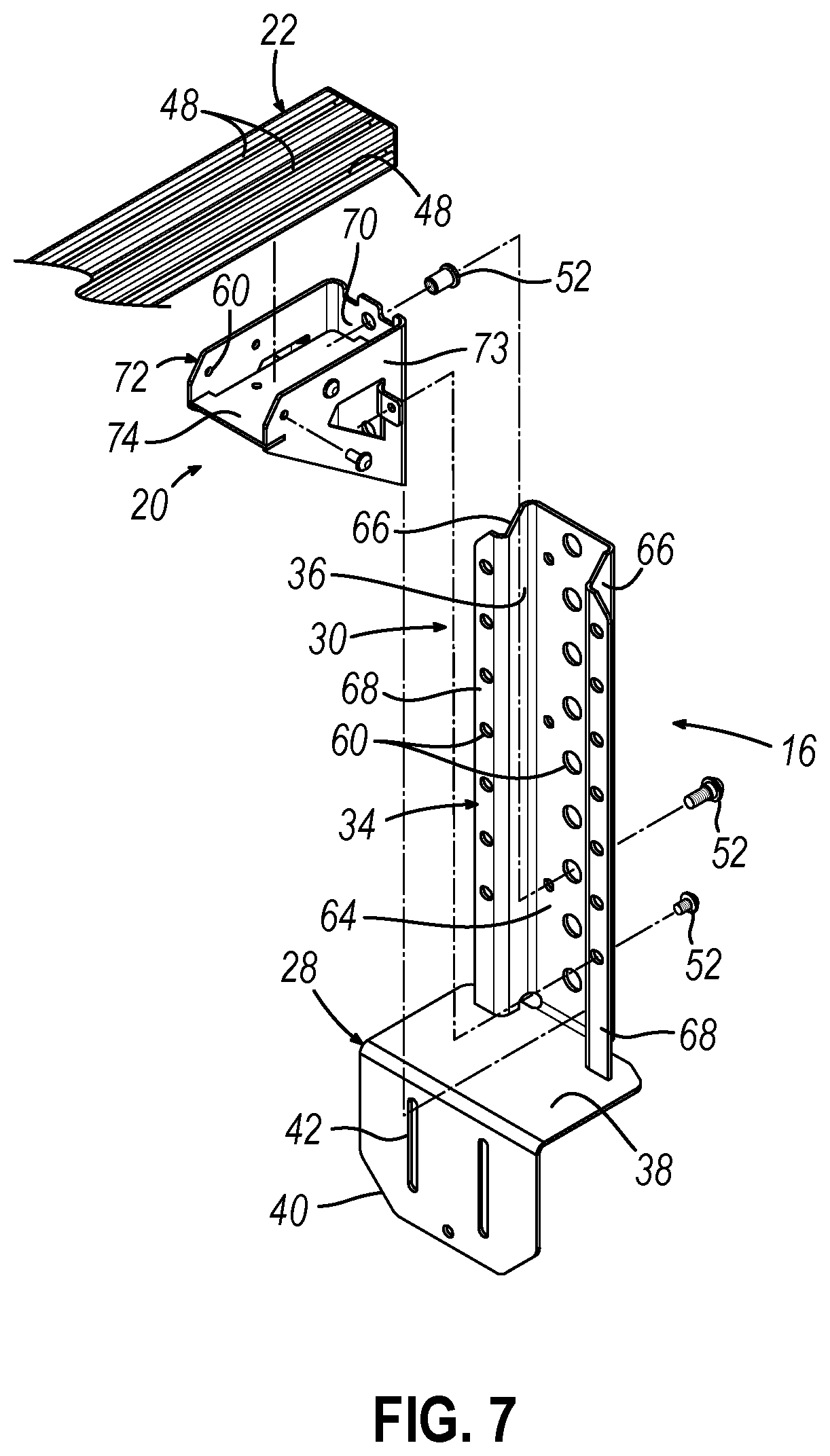Patent US12311889 Figure 7 – Modular truck bed rack system and related methods