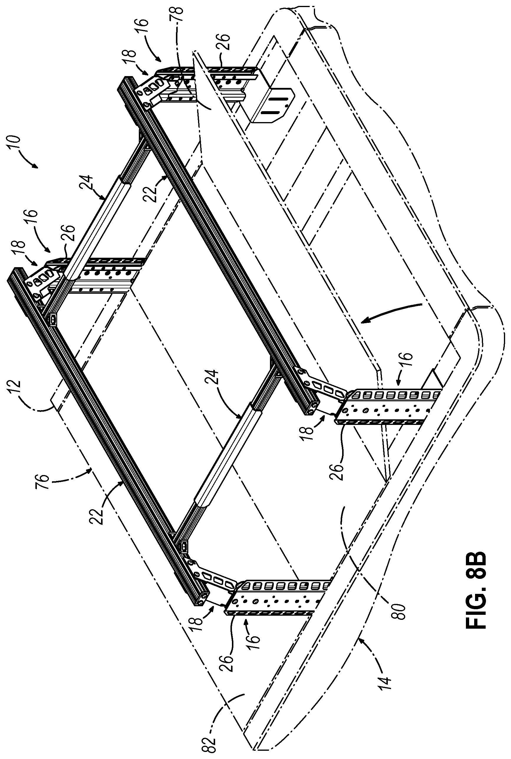 Patent US12311889 Figure 9 – Modular truck bed rack system and related methods