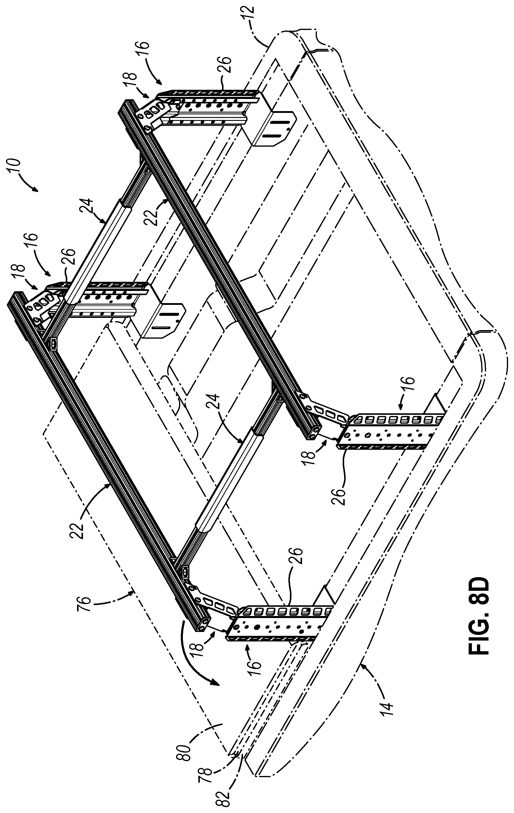 Patent US12311889 Figure 11 – Modular truck bed rack system and related methods