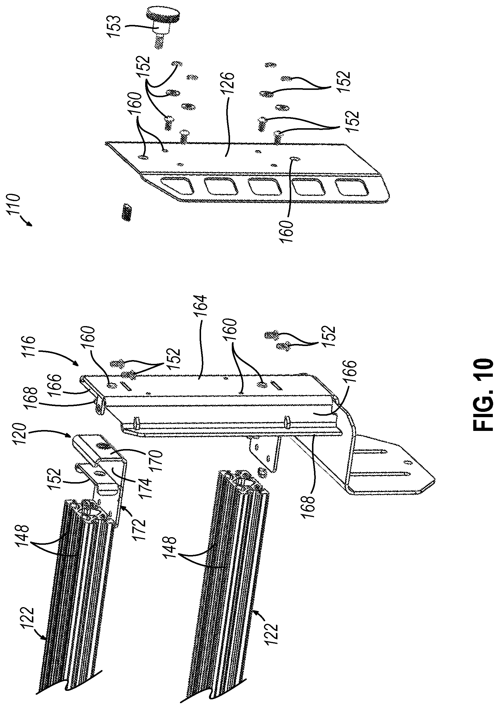 Patent US12311889 Figure 13 – Modular truck bed rack system and related methods
