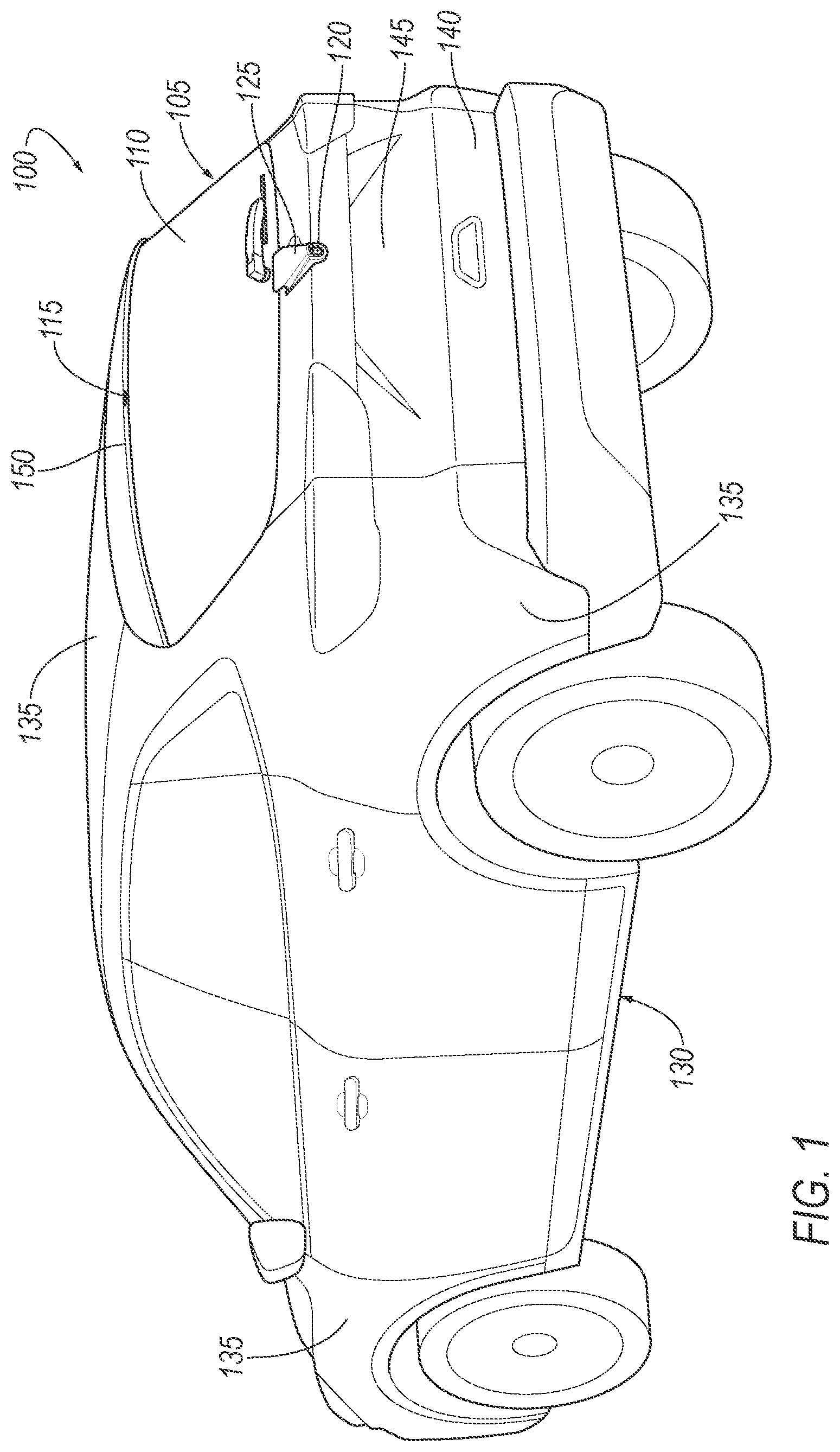 Patent US12311891 Figure 1 – Vehicle assembly with sensor cleaning