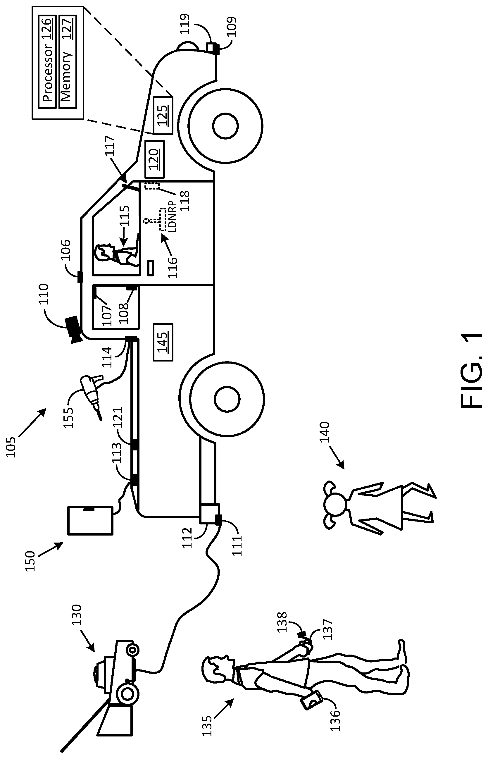 Patent US12311911 Figure 1 – Systems and methods for controlling electrical power outlets in a vehicle