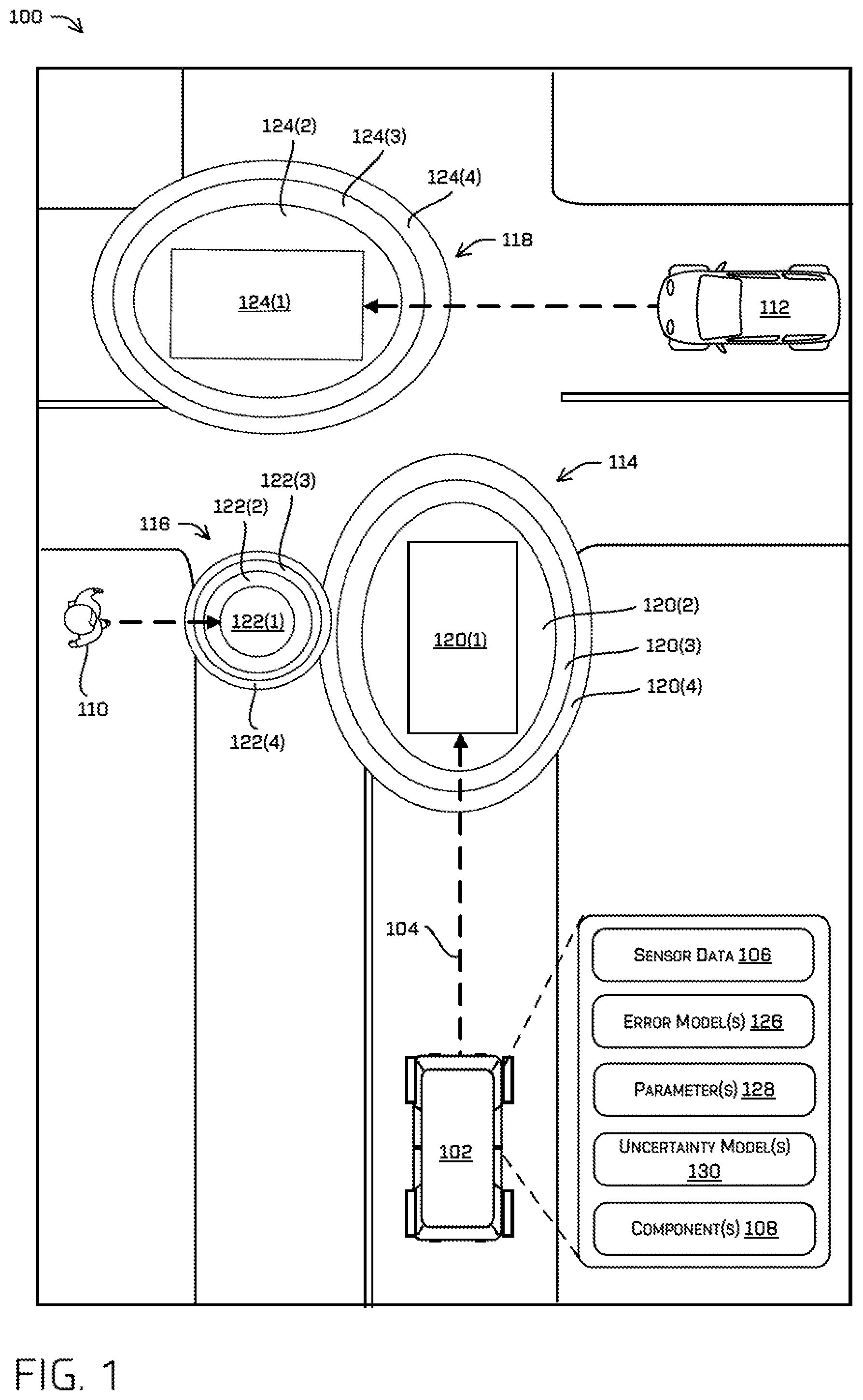 Patent US12311927 Figure 1 – Collision monitoring using statistic models