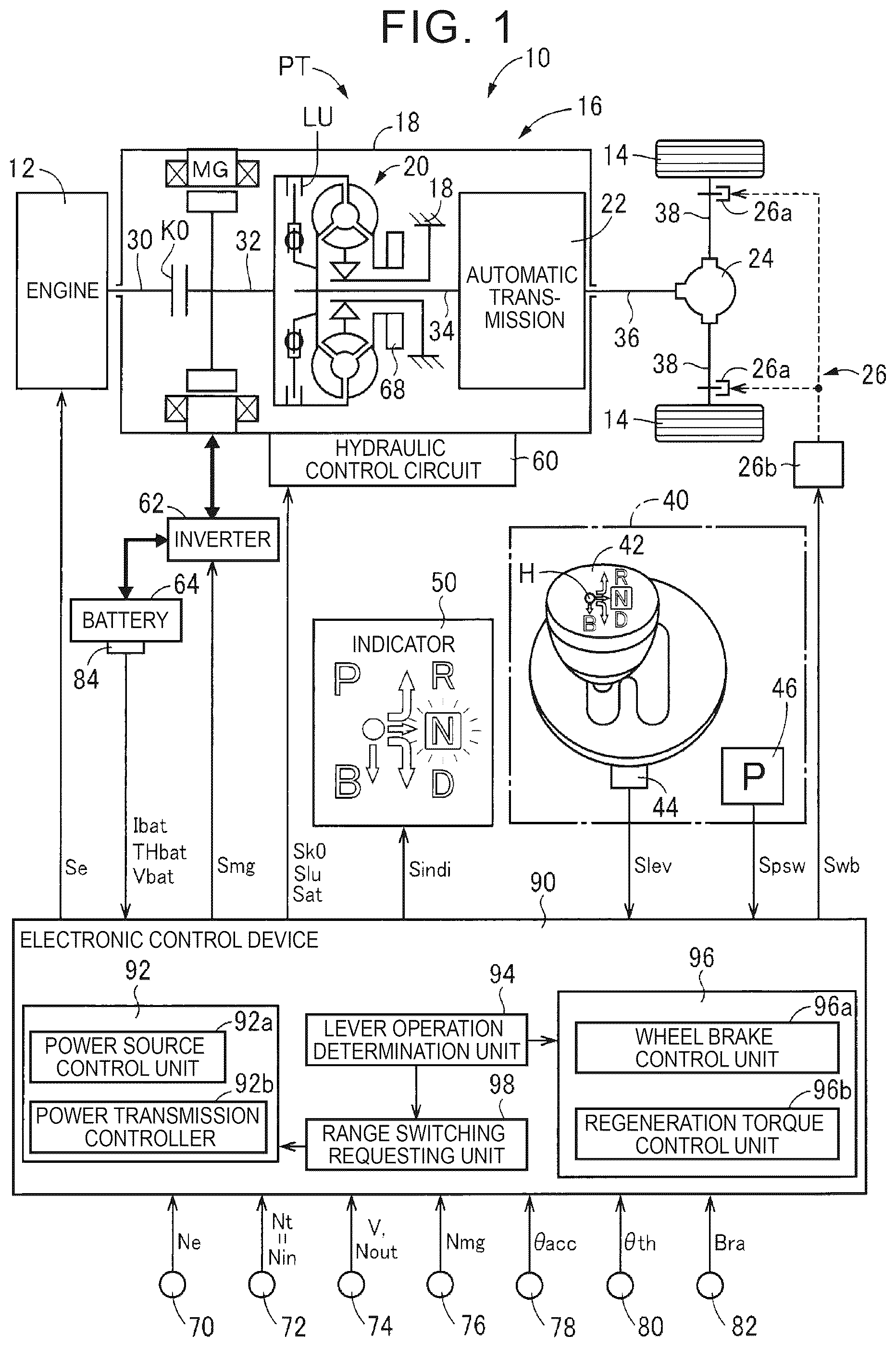 Patent US12311947 Figure 1 – Control device for vehicle