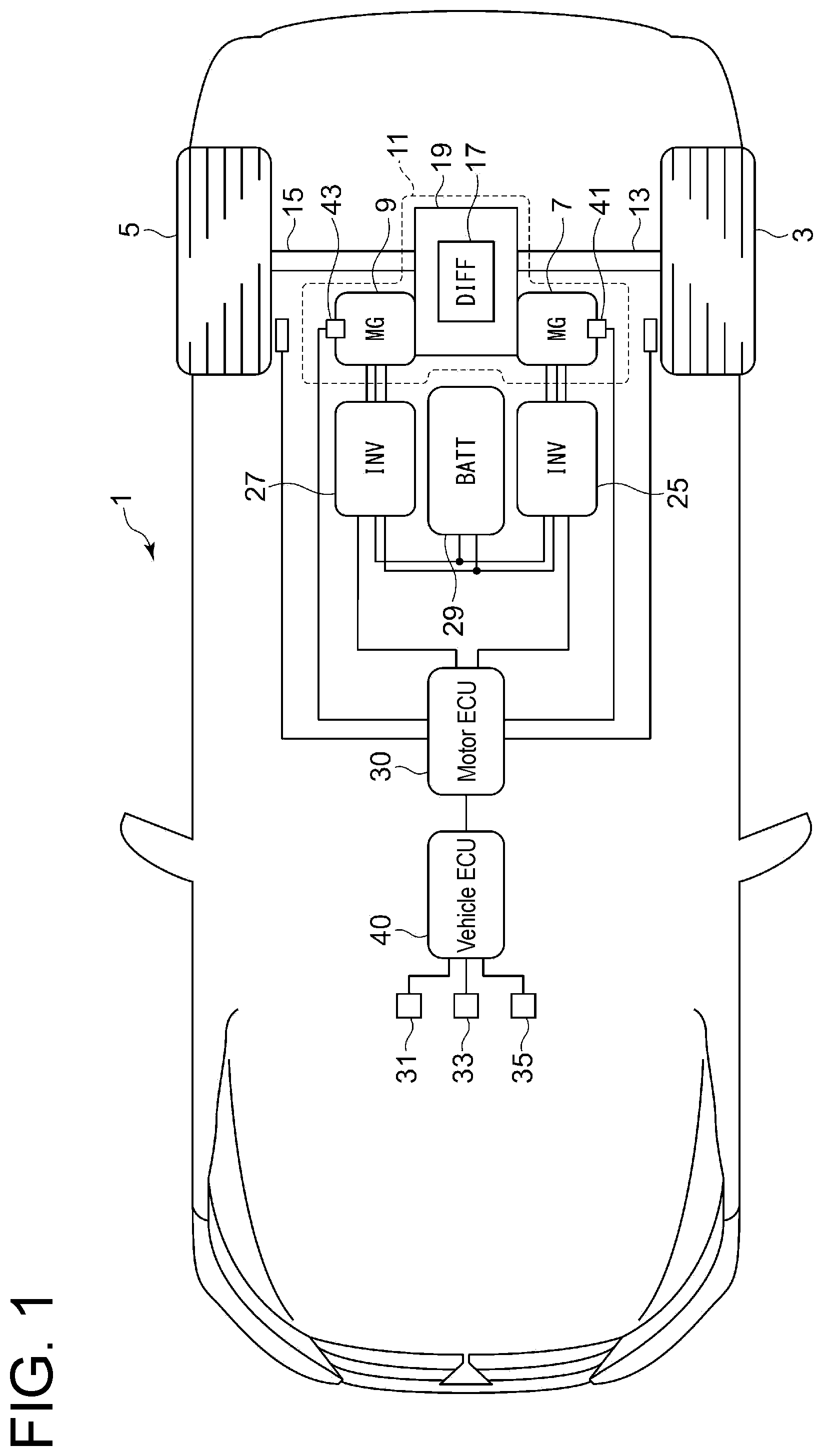 Patent US12311950 — Motor control device for electric vehicle — Figure 1