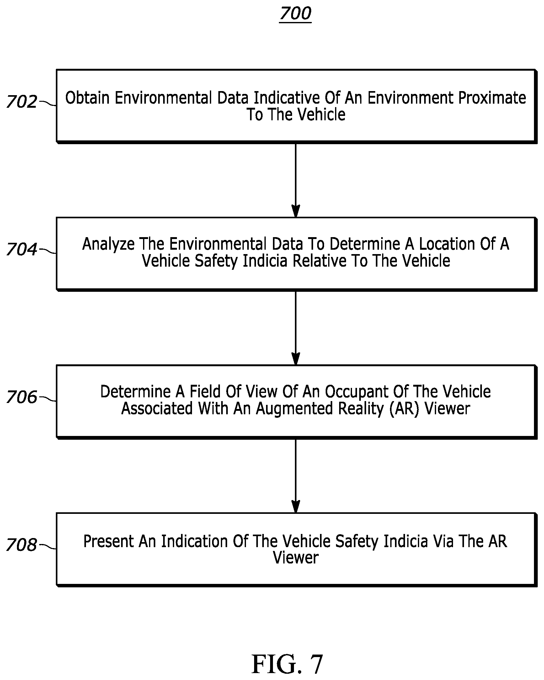 Patent US12311966 Figure 7 – Systems and methods for in-vehicle driver assistance via augmented reality