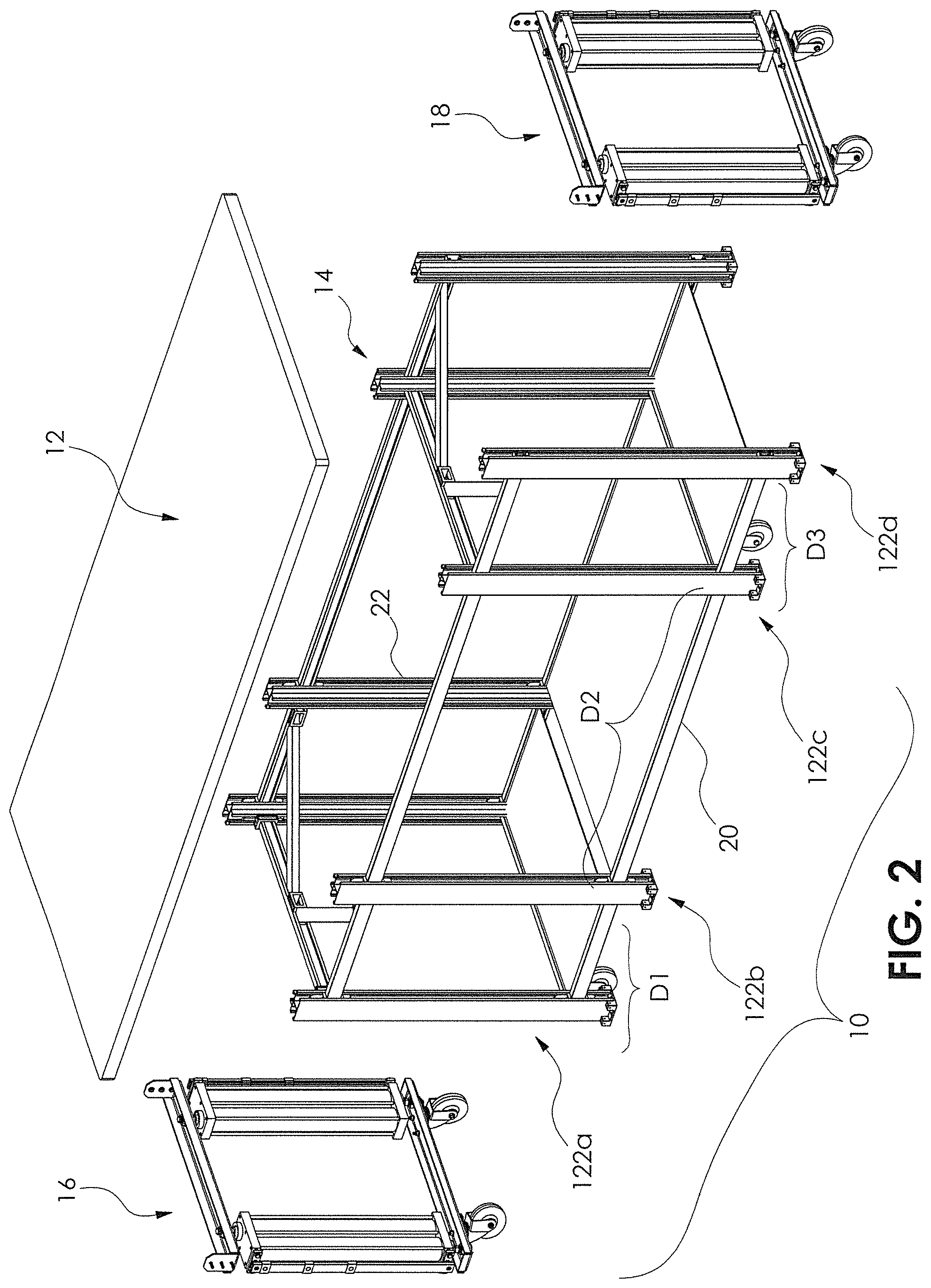 Patent US12311991 Figure 2 – Removable portable cart with lifting system