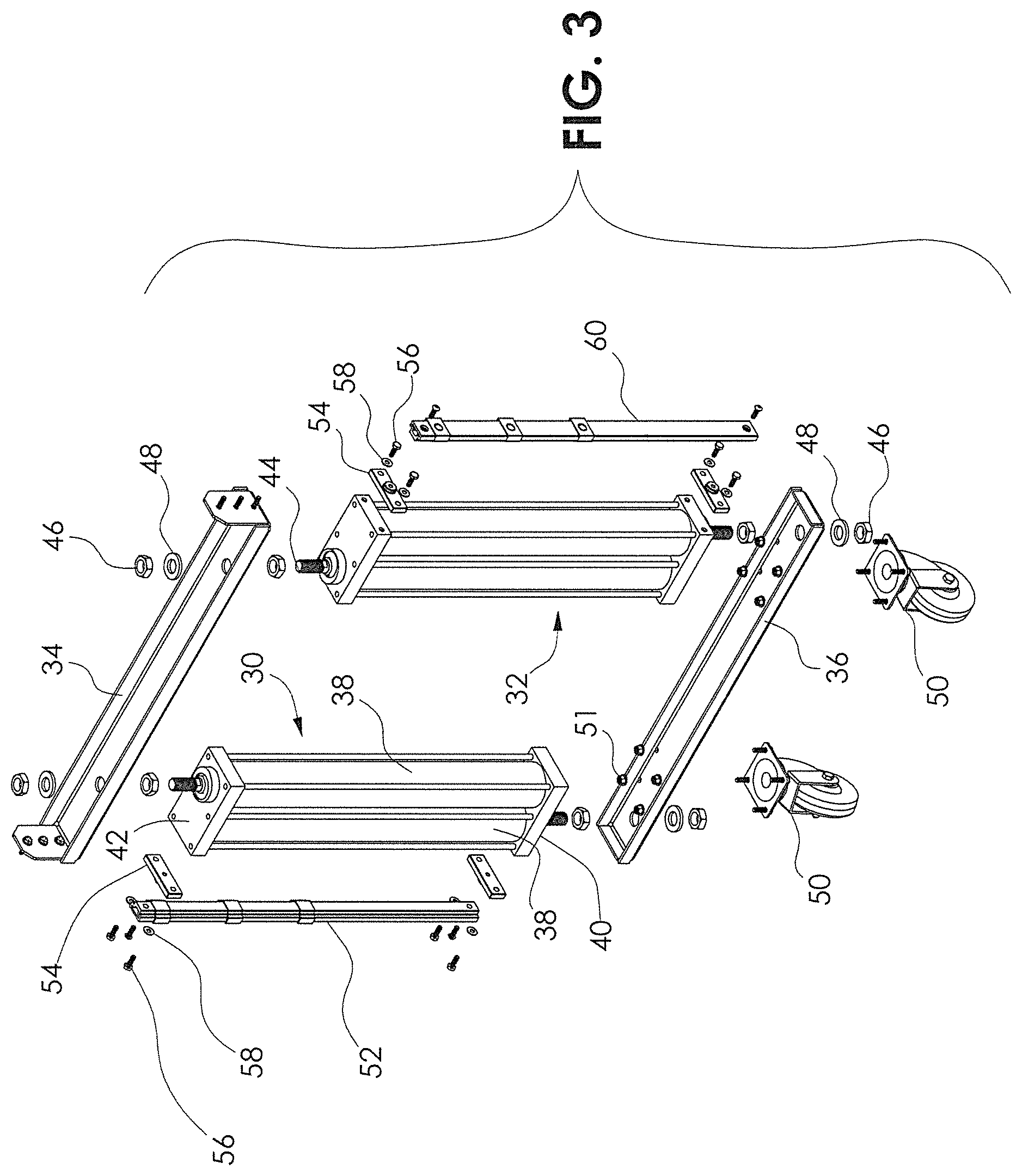 Patent US12311991 Figure 3 – Removable portable cart with lifting system
