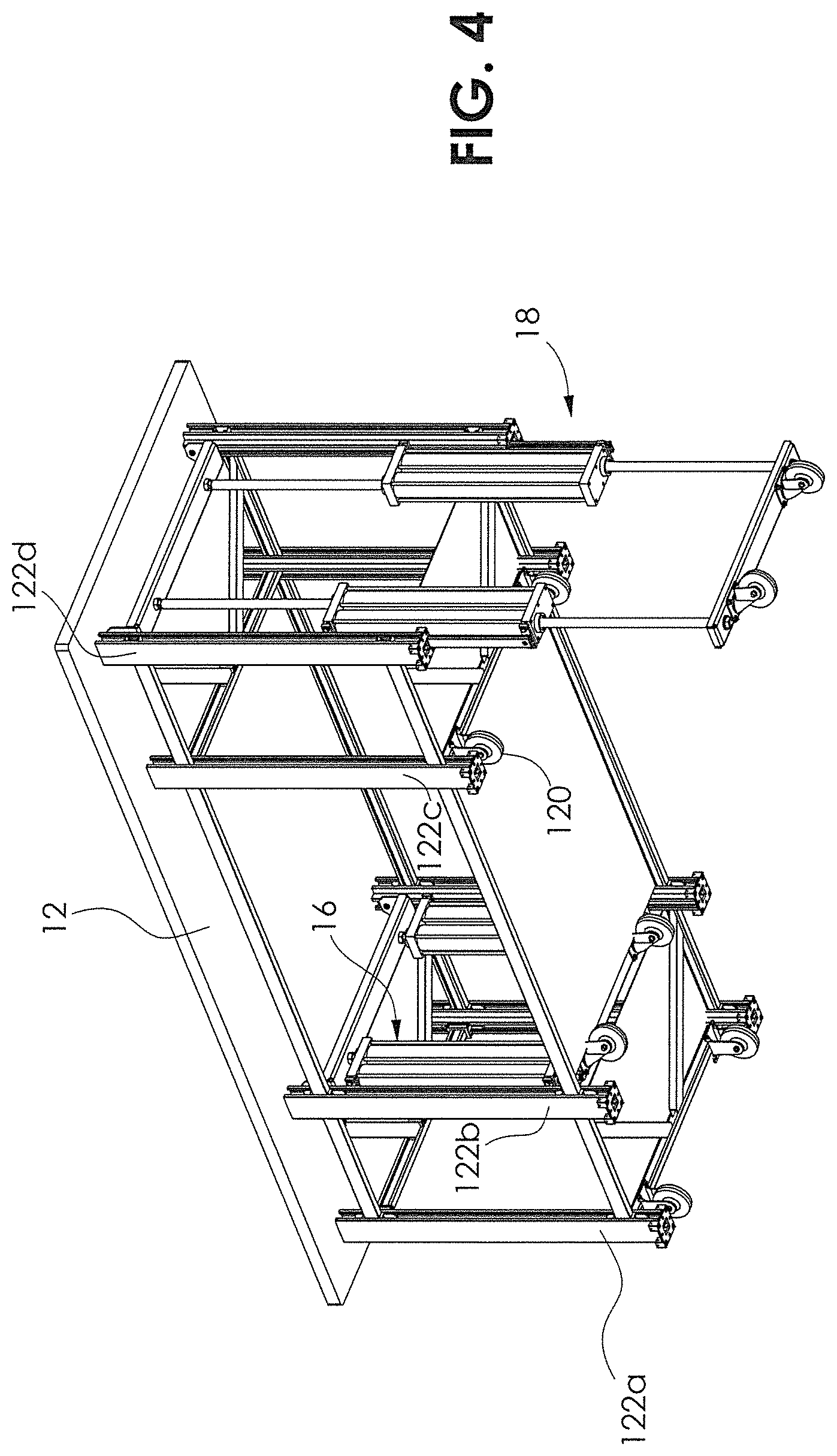 Patent US12311991 Figure 4 – Removable portable cart with lifting system
