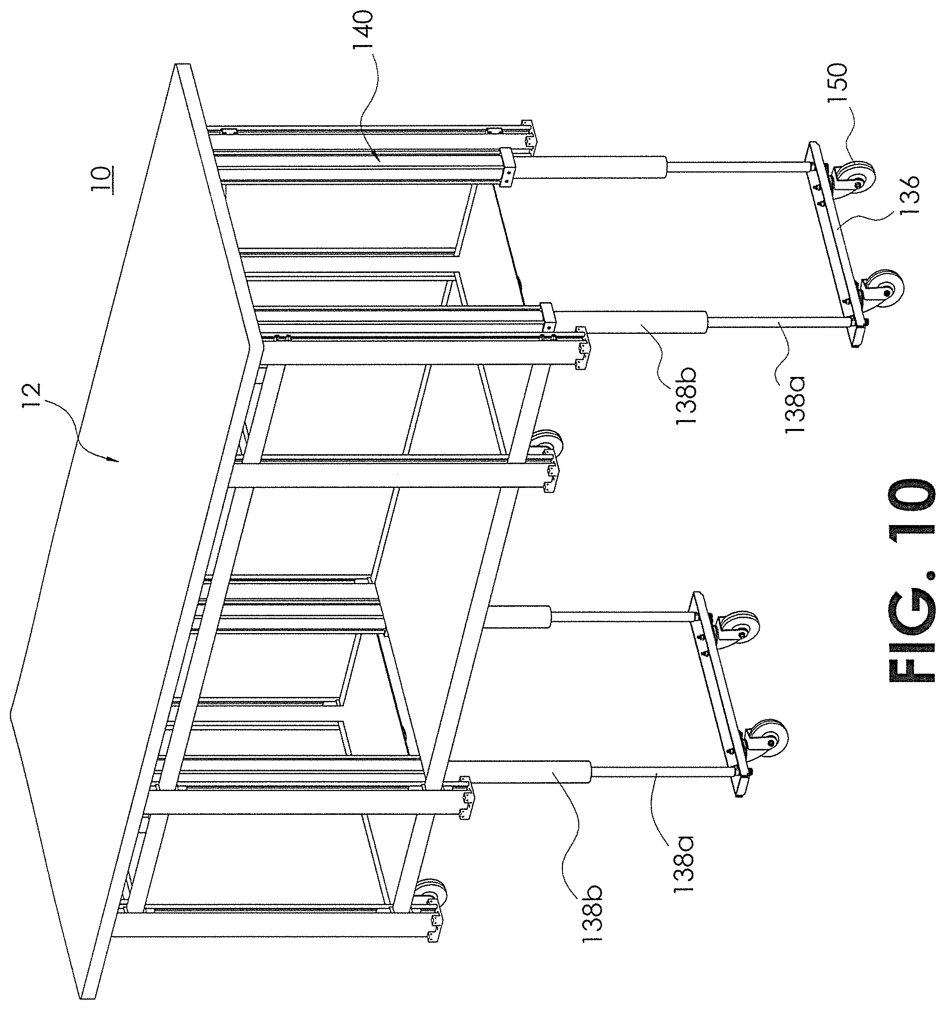 Patent US12311991 Figure 15 – Removable portable cart with lifting system