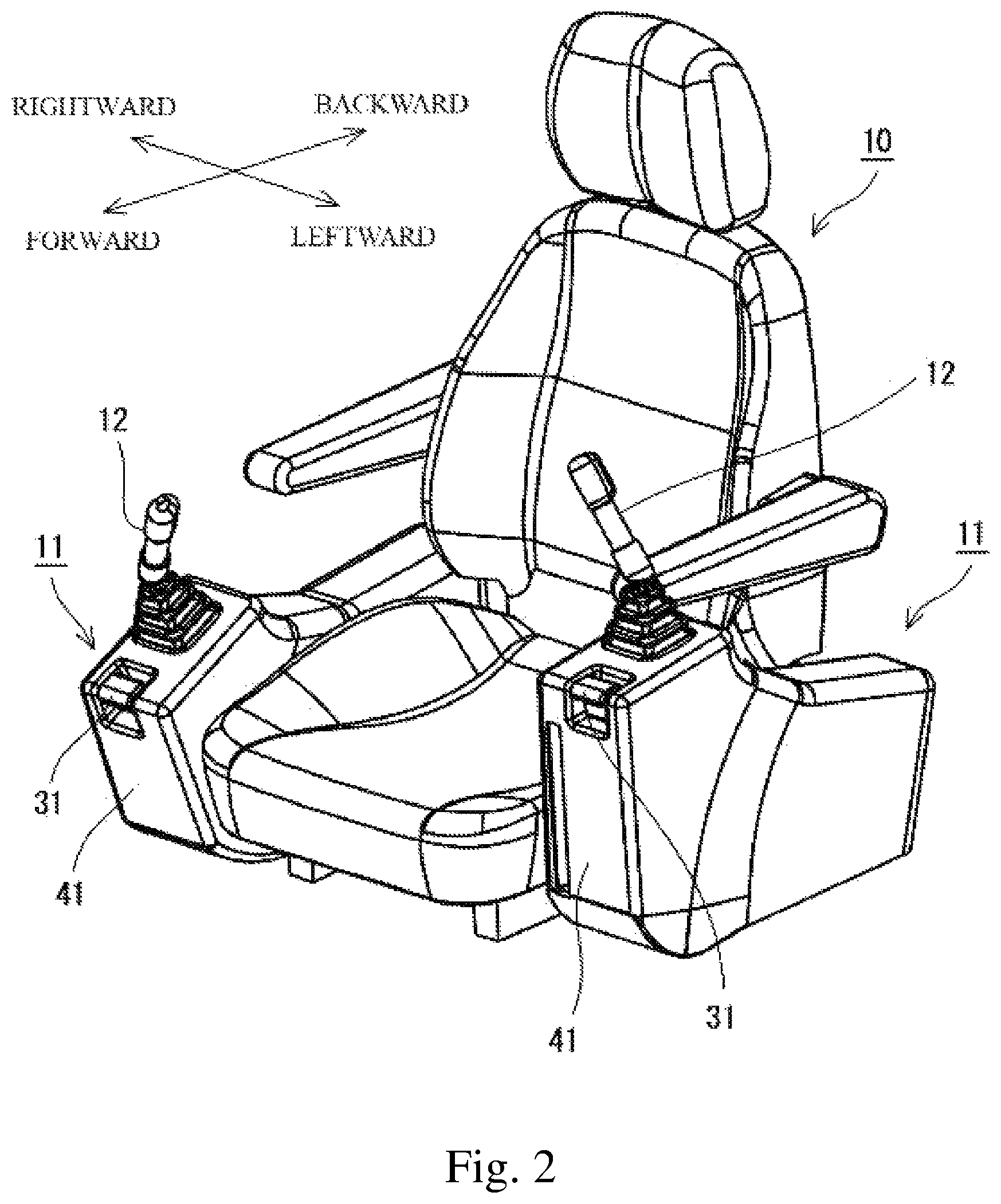 Patent US12312001 Figure 2 – Tilt structure for console and console