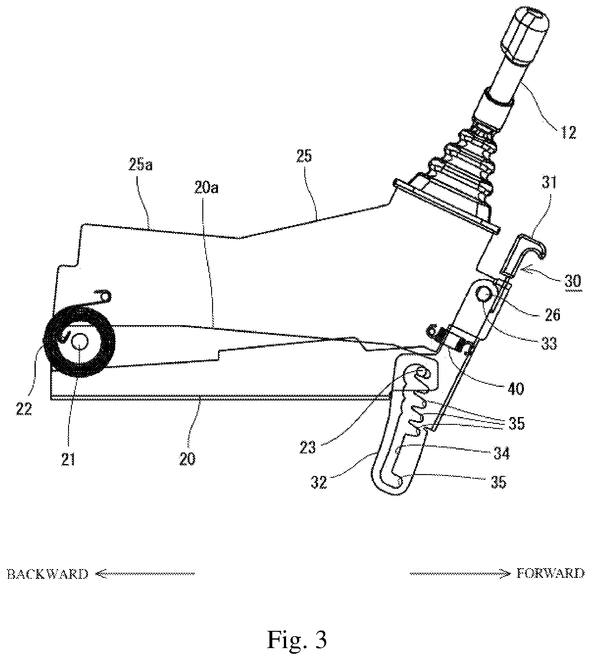 Patent US12312001 Figure 3 – Tilt structure for console and console