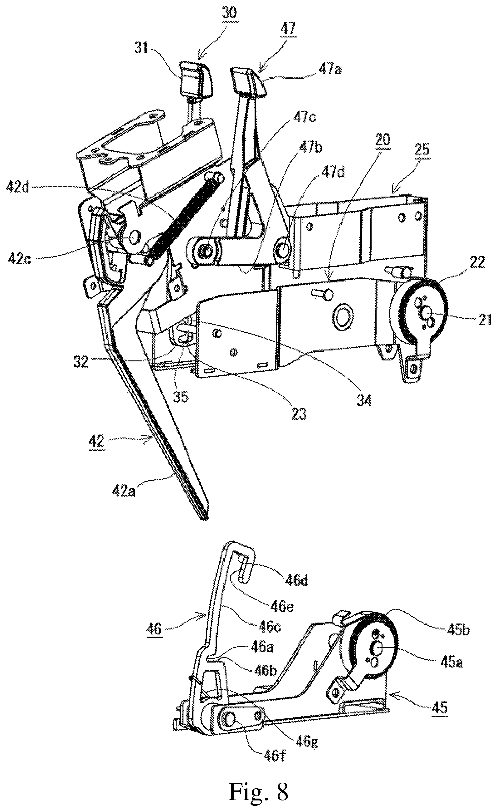 Patent US12312001 Figure 8 – Tilt structure for console and console