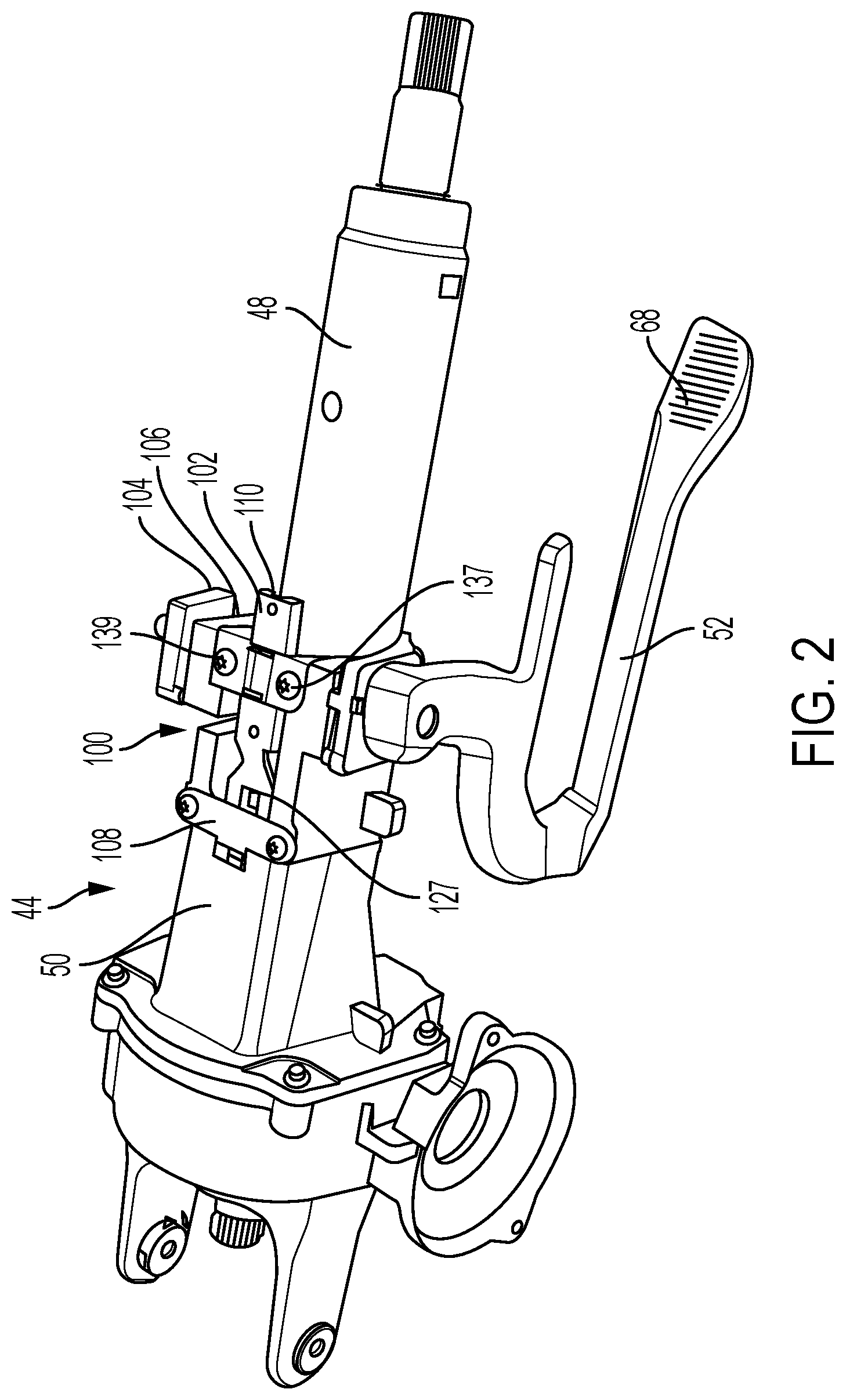 Patent US12312002 Figure 2 – Bi-directional lock mechanism for steering column