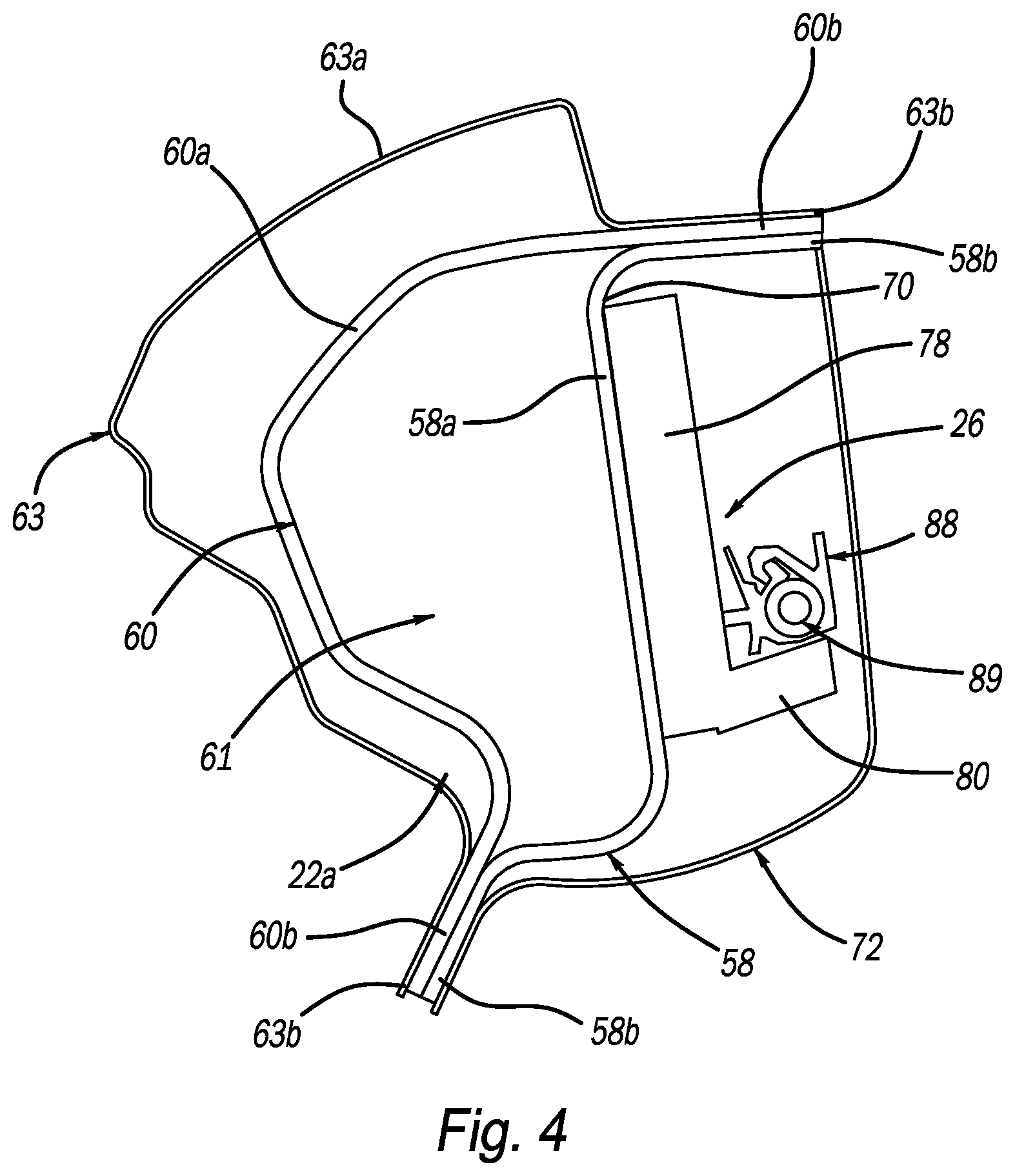 Patent US12312007 Figure 4 – Body structure for vehicle having reinforcement assembly