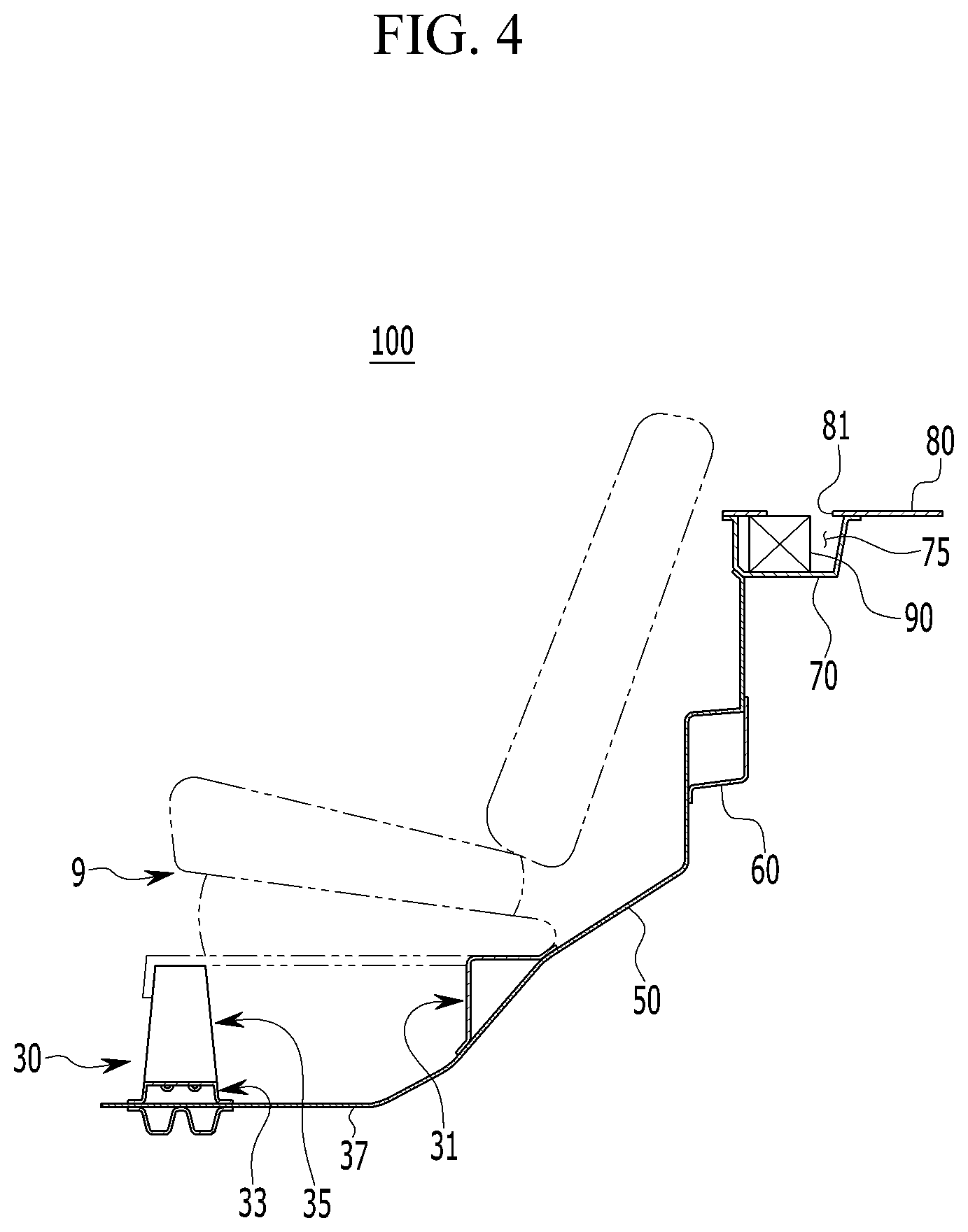 Patent US12312009 Figure 4 – Front vehicle body structure